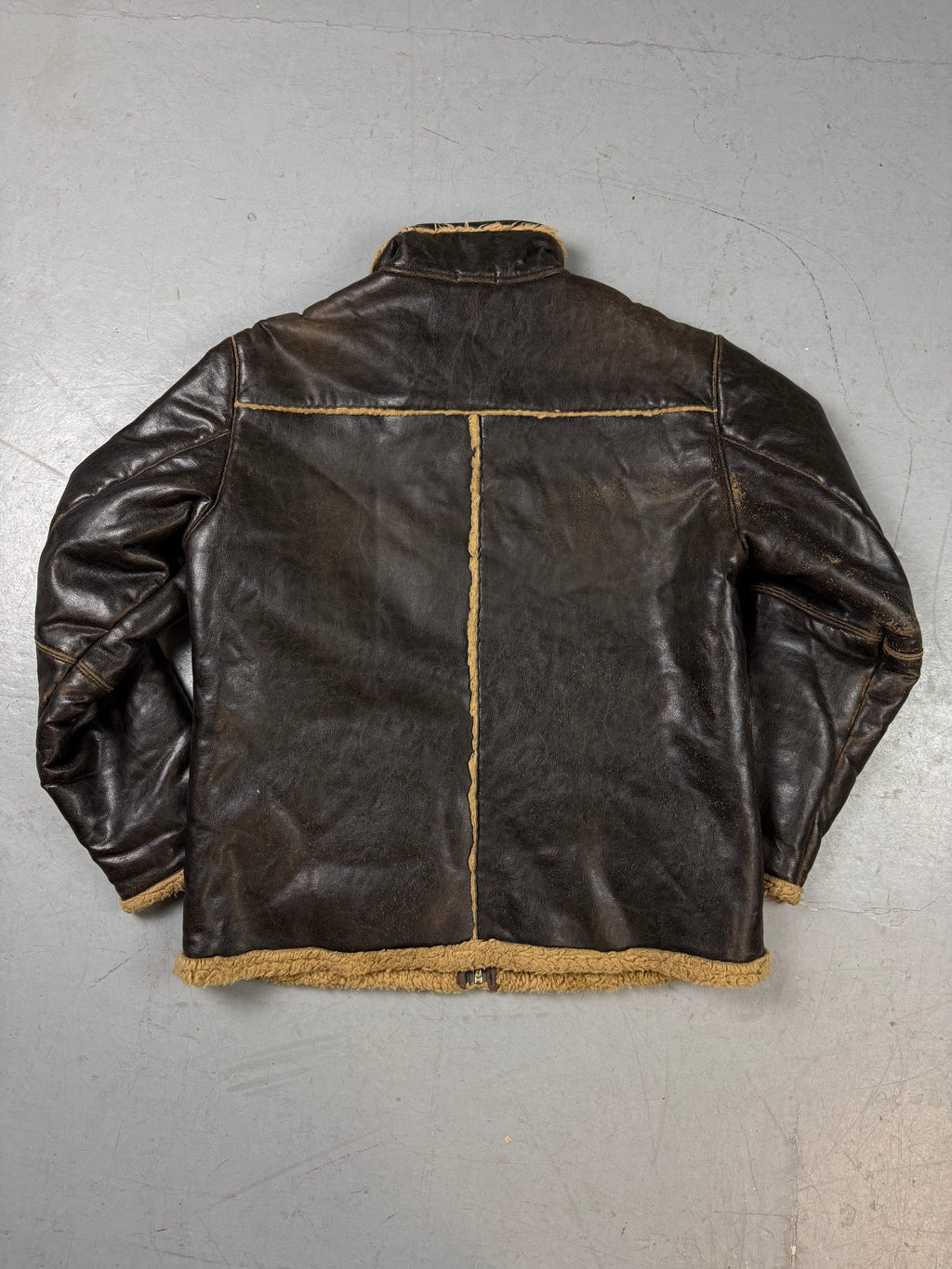 Vintage Faux Leather Jacket with Teddy Lining L