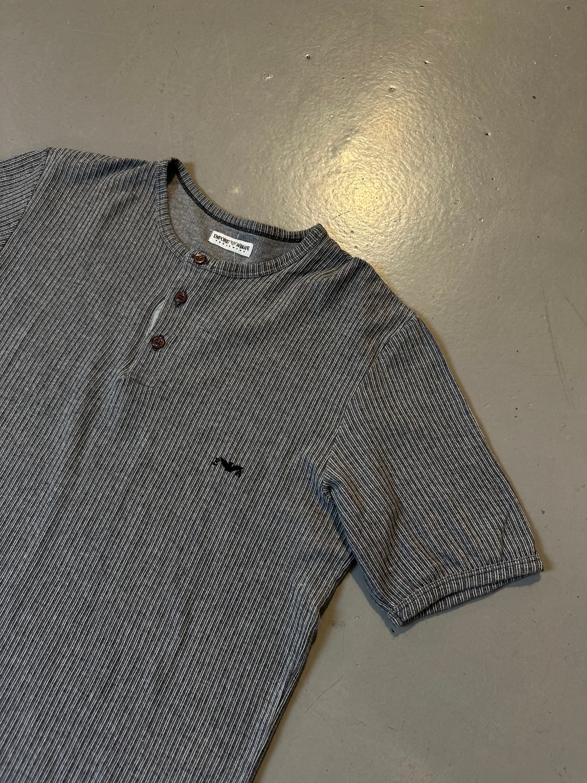 Vintage Emporio Armani Striped Bottom-Up Tee L/XL
