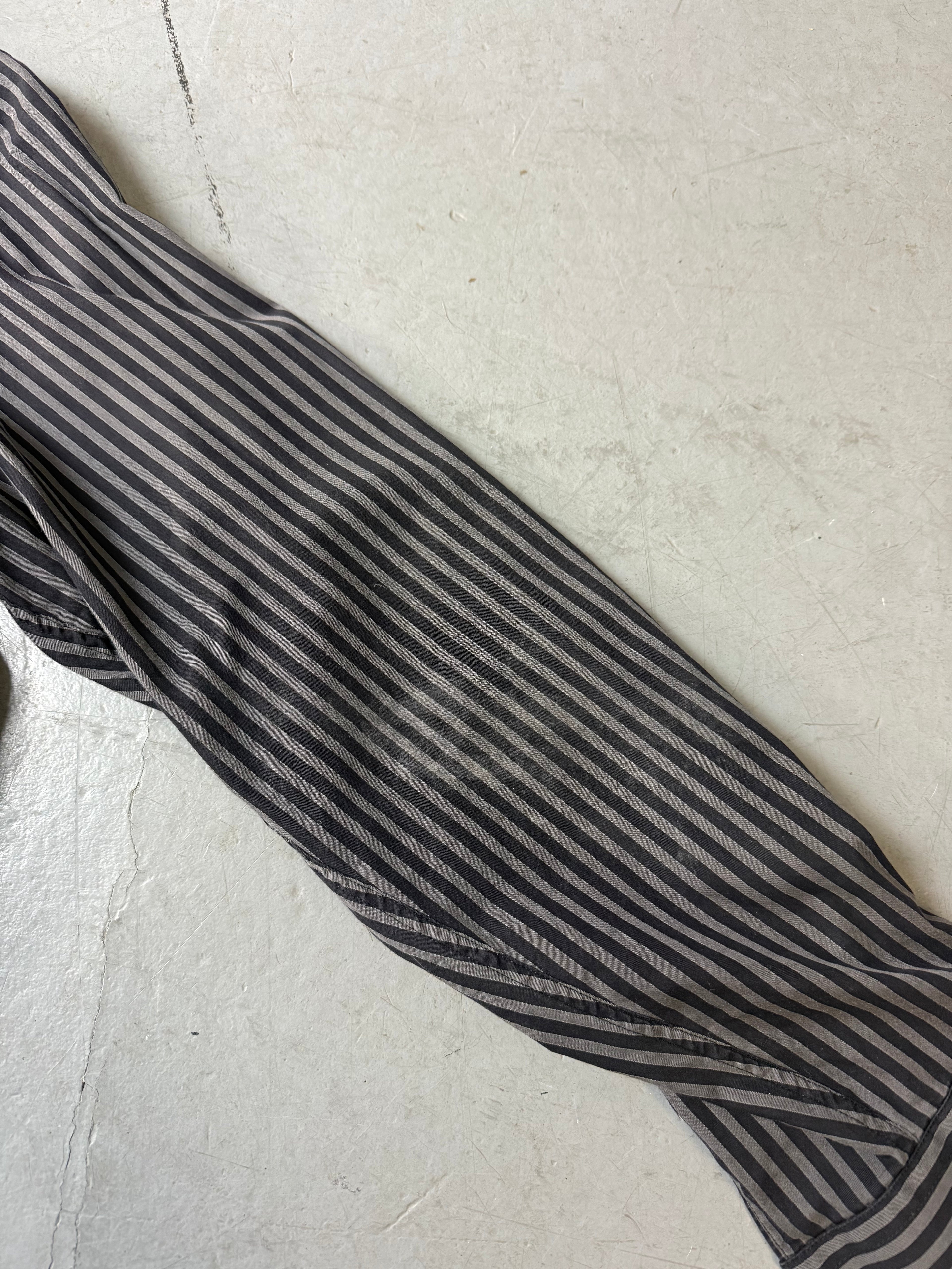 Vintage Lacoste Grey Striped Button Up Shirt L