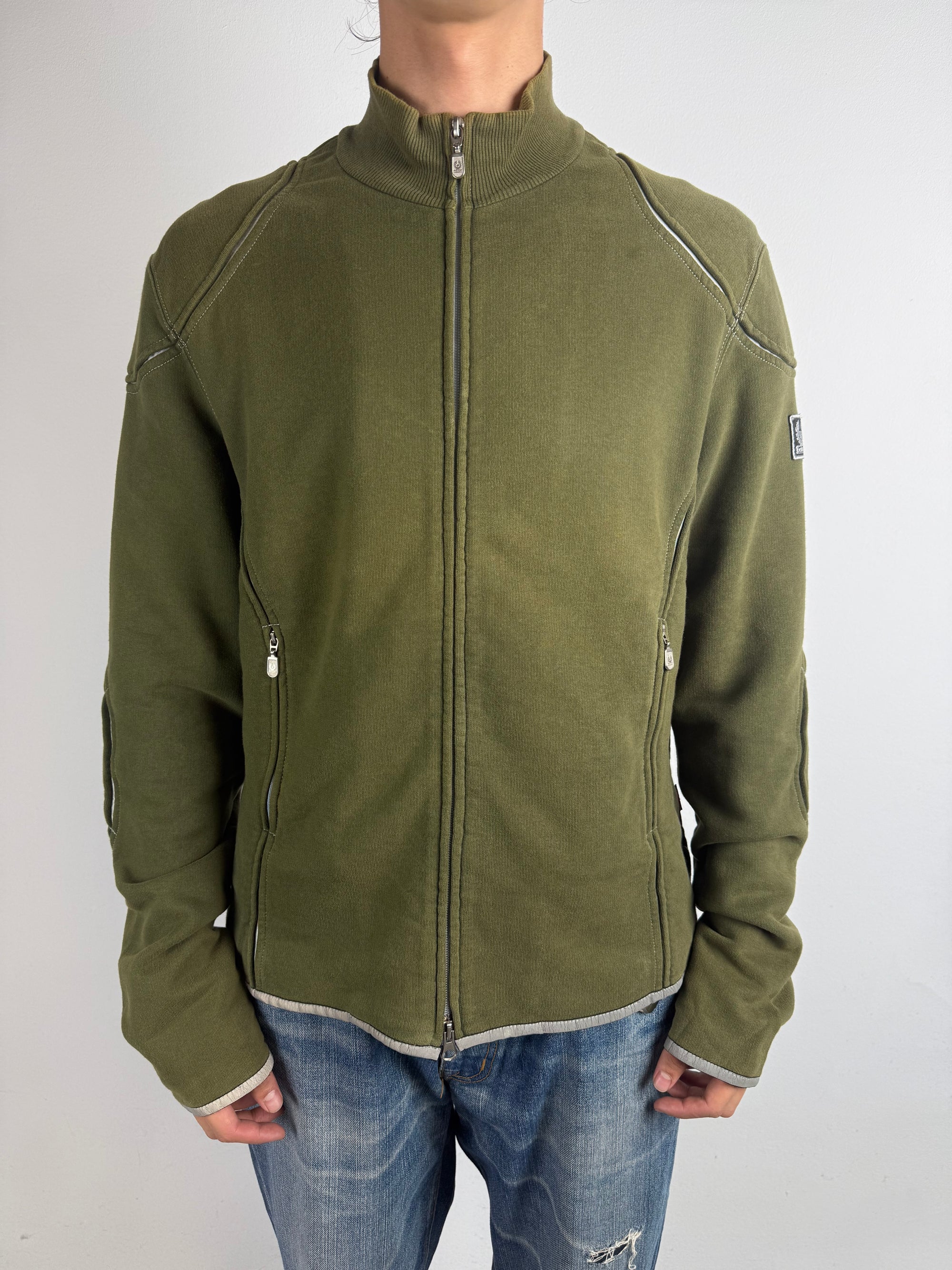 Vintage Belstaff Green Zip Up Sweater L