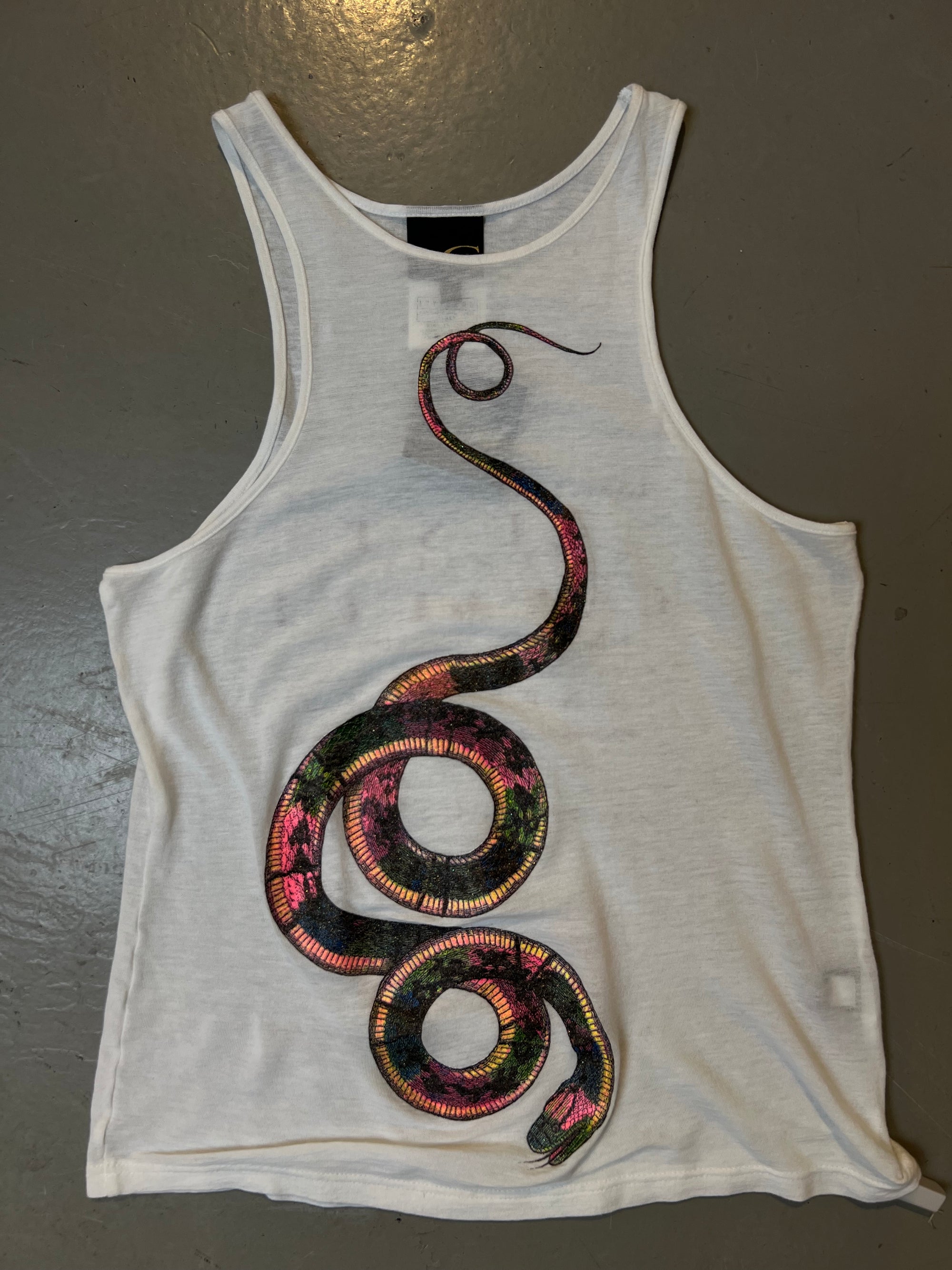 Vintage Just Cavalli White Snake Tank Top S/M