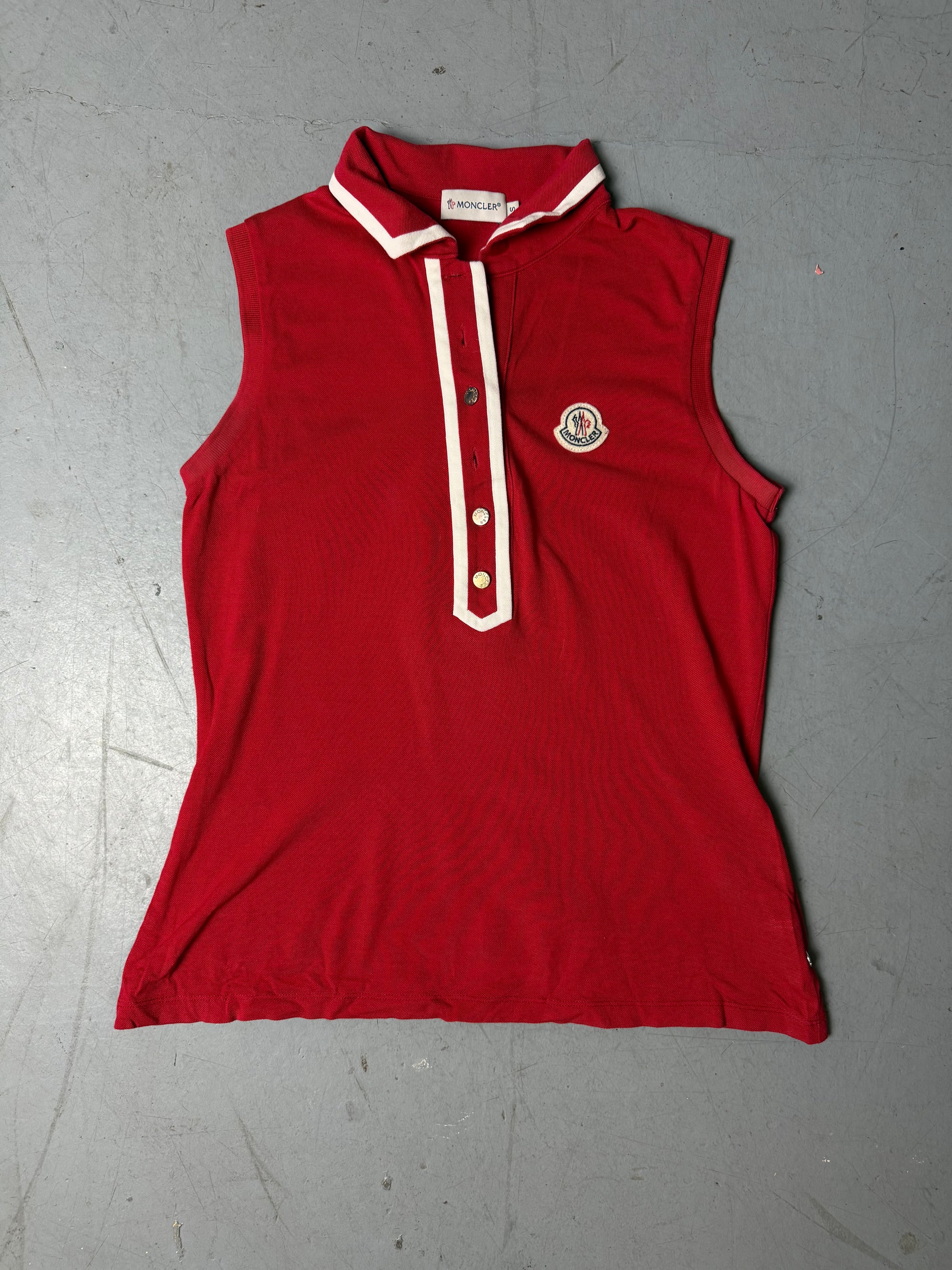 Produktbild vonVintage Moncler Sleeveless Red and White Polo S von vorne