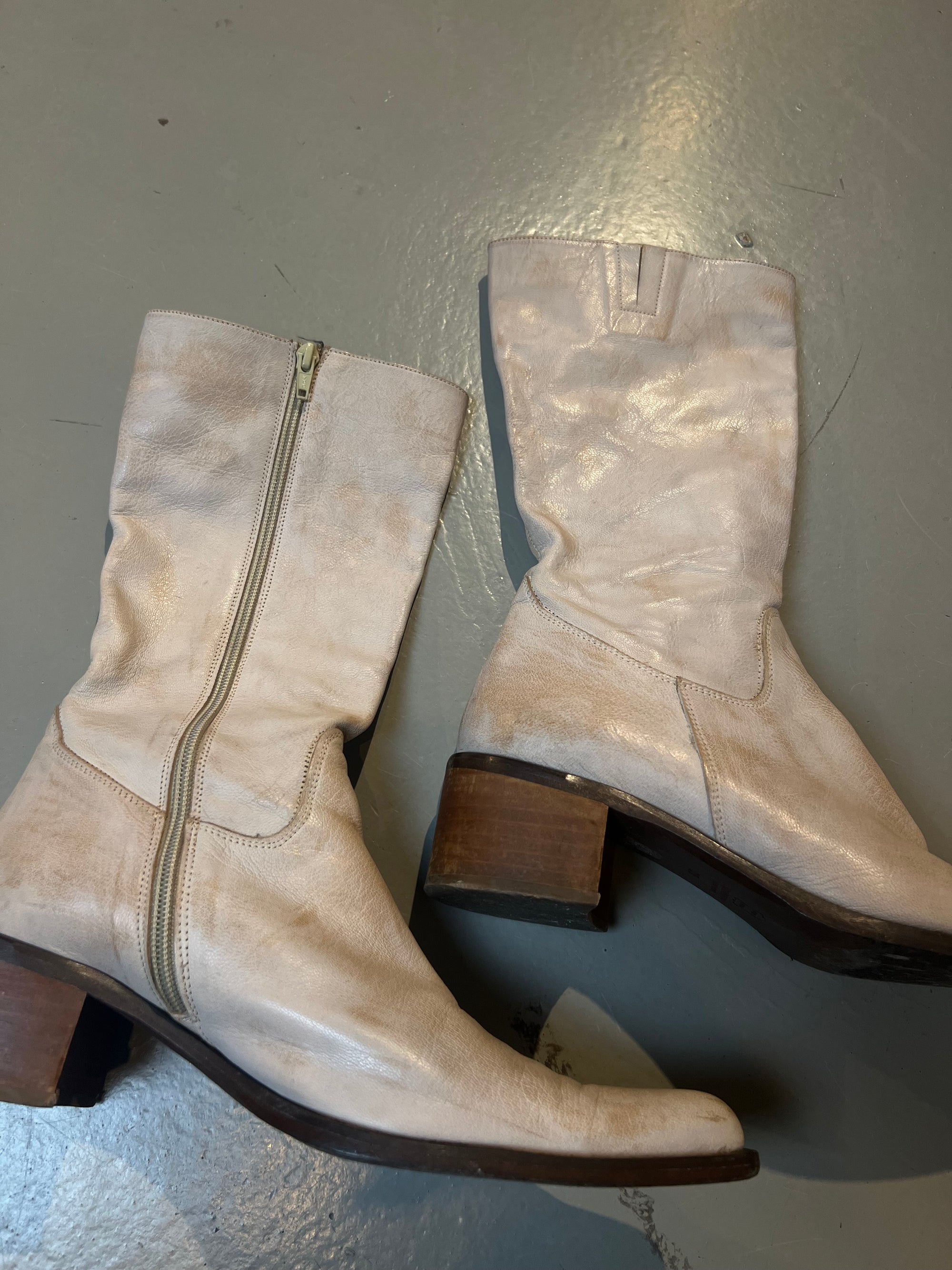 Vintage White/Beige Cowboy Boots 39