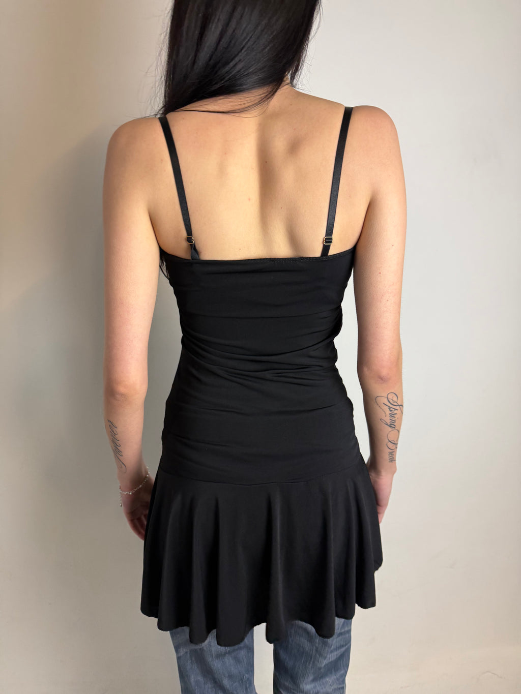 Vintage Black Strapless Mini Dress with Sequins S/M