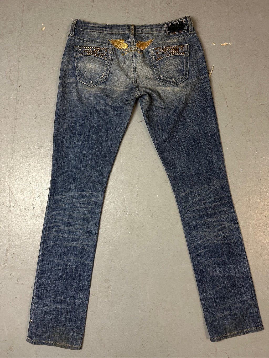 Produktbild von Vintage Robin‘s Jean Crazy Gold Studded Skinny Jeans Von hinten