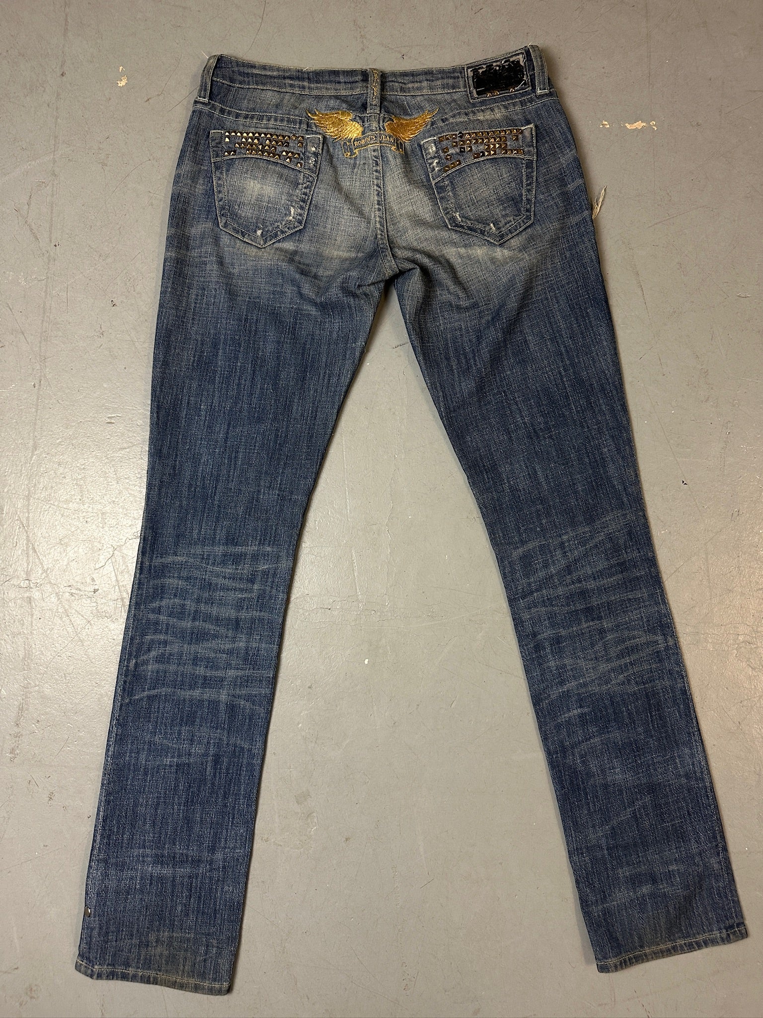 Produktbild von Vintage Robin‘s Jean Crazy Gold Studded Skinny Jeans Von hinten
