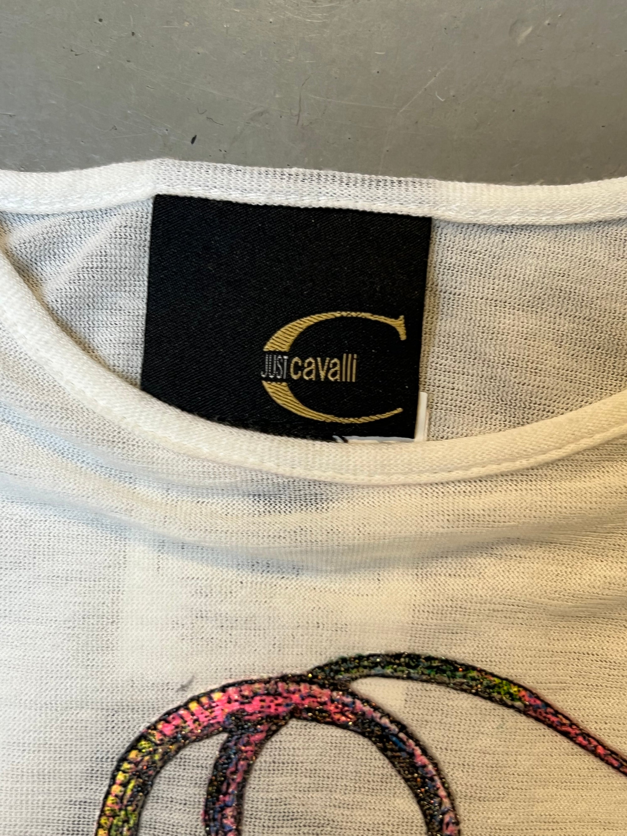 Vintage Just Cavalli White Snake Tank Top S/M