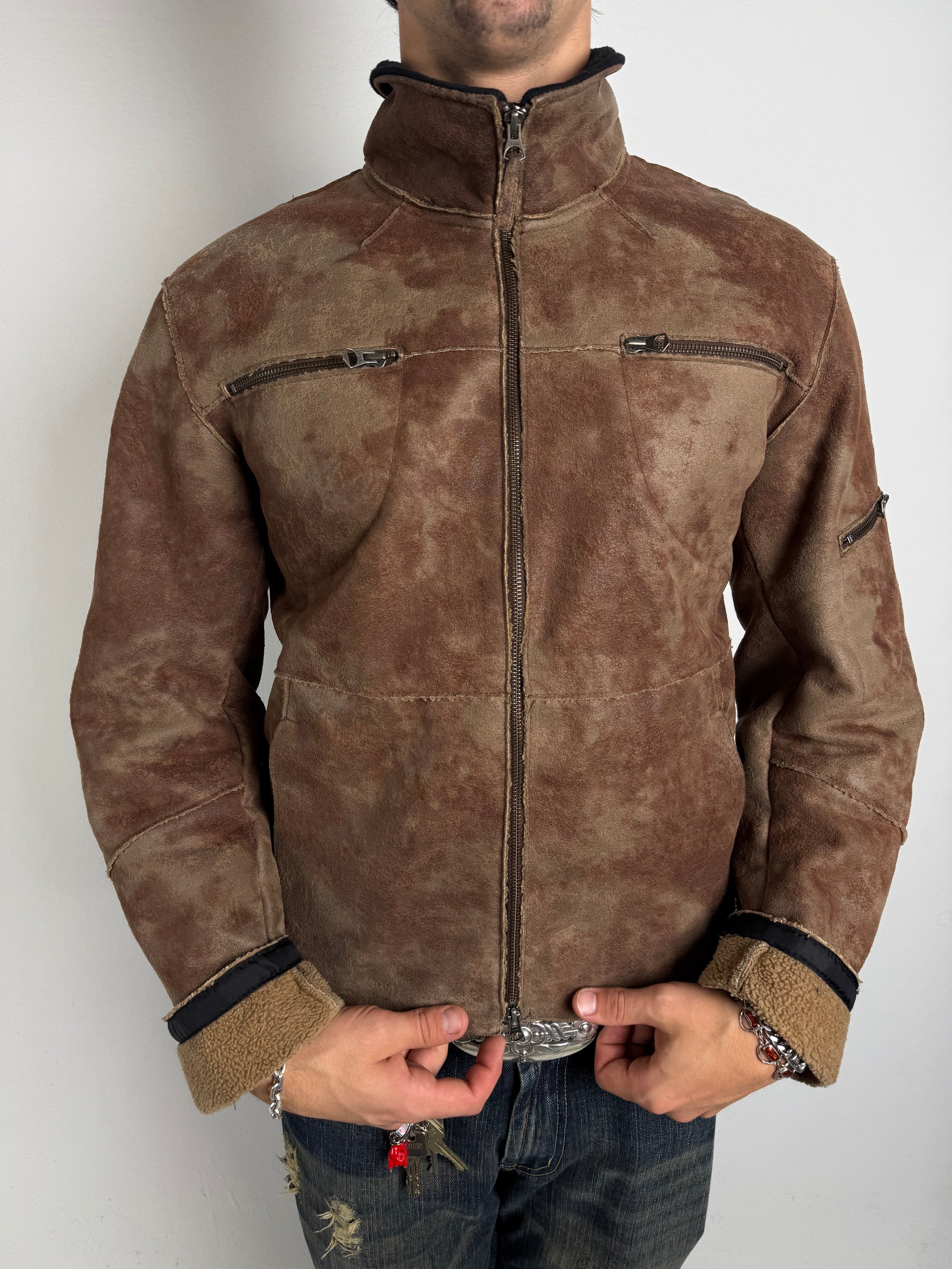 Vintage Armani Jeans Brown Faux Sherling Jacket M/L