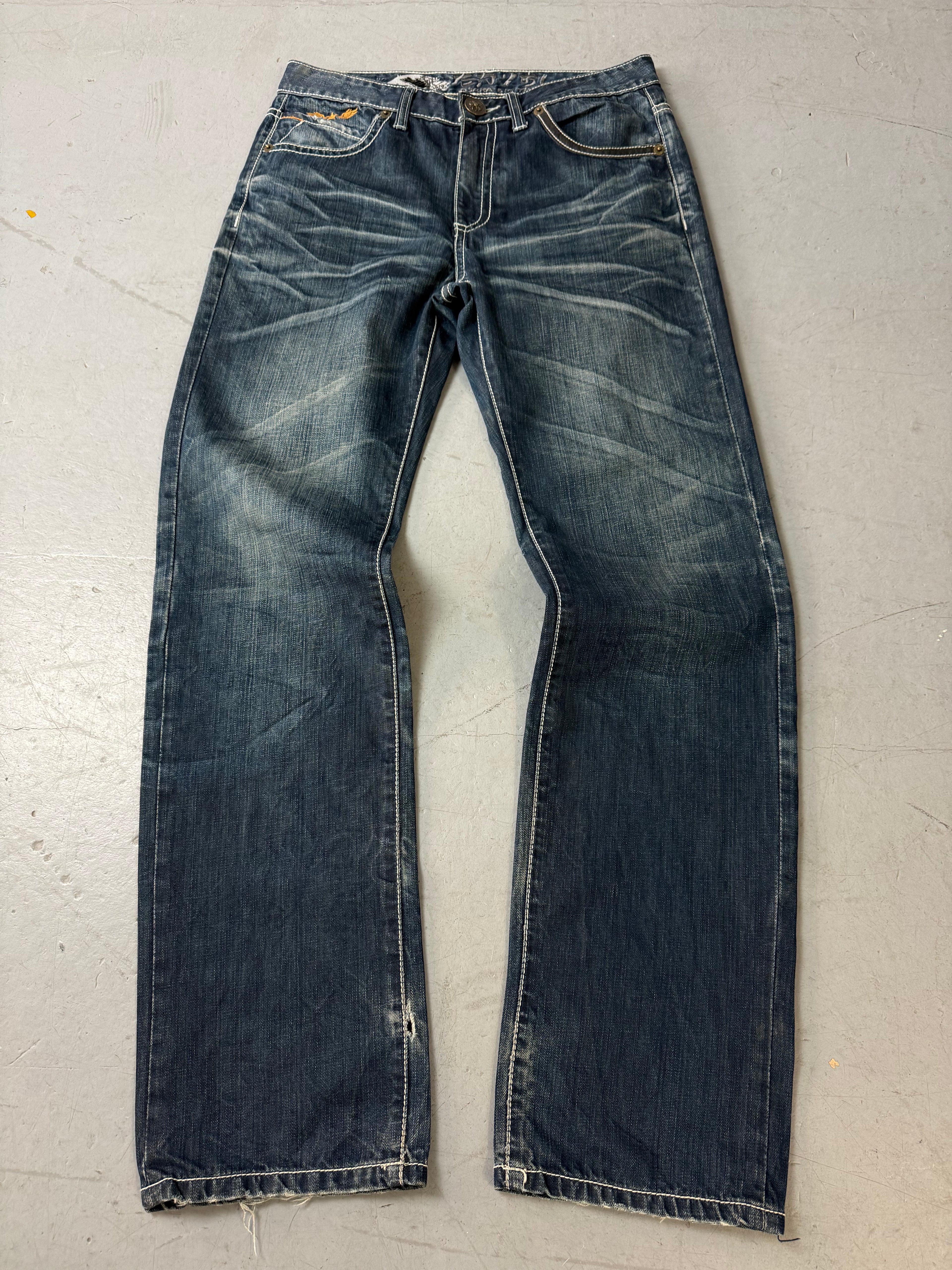 Vintage Big Train Japanische baggy Denimmfür Herren Y2K Second Hand Fashion