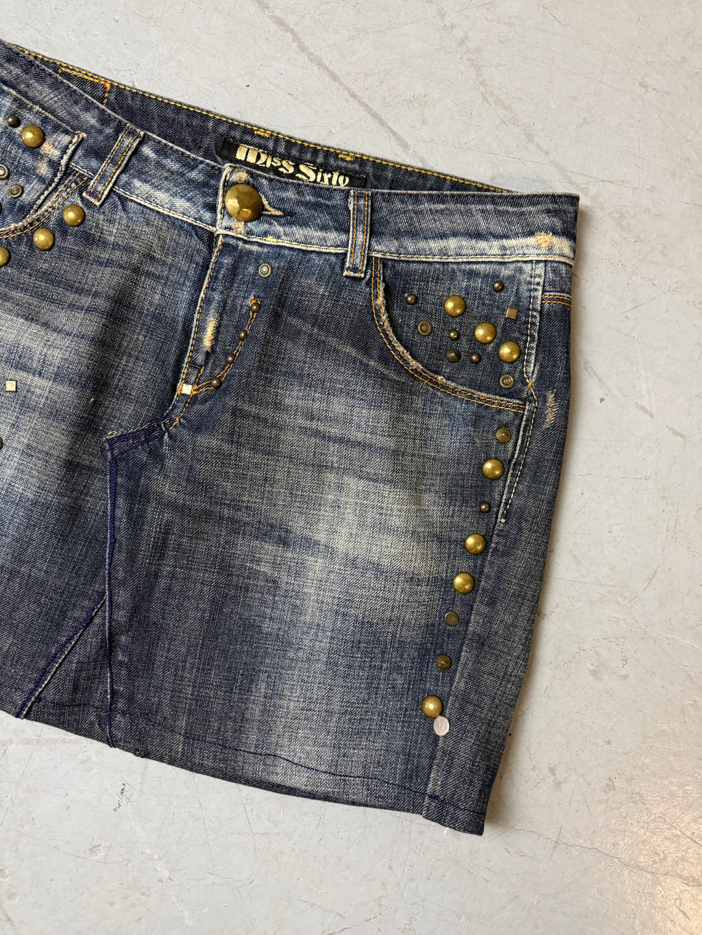Vintage Miss Sixty Denim Mini Skirt with Studs M