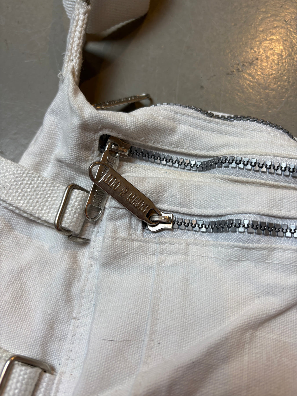 Vintage White Multi Zip Crossbody Bag