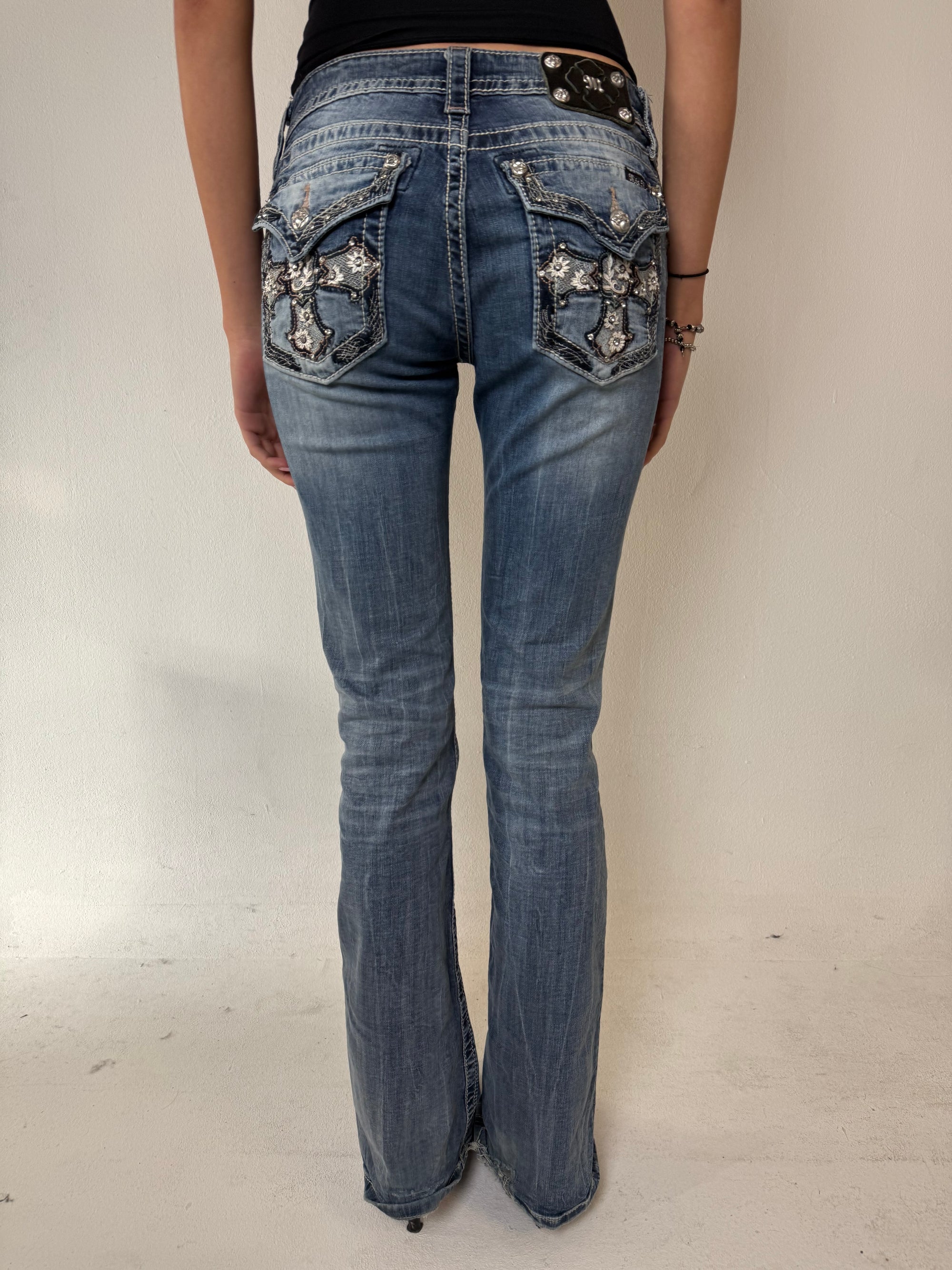 Vintage Miss Me Cross Rhinestone Bootcut Jeans M