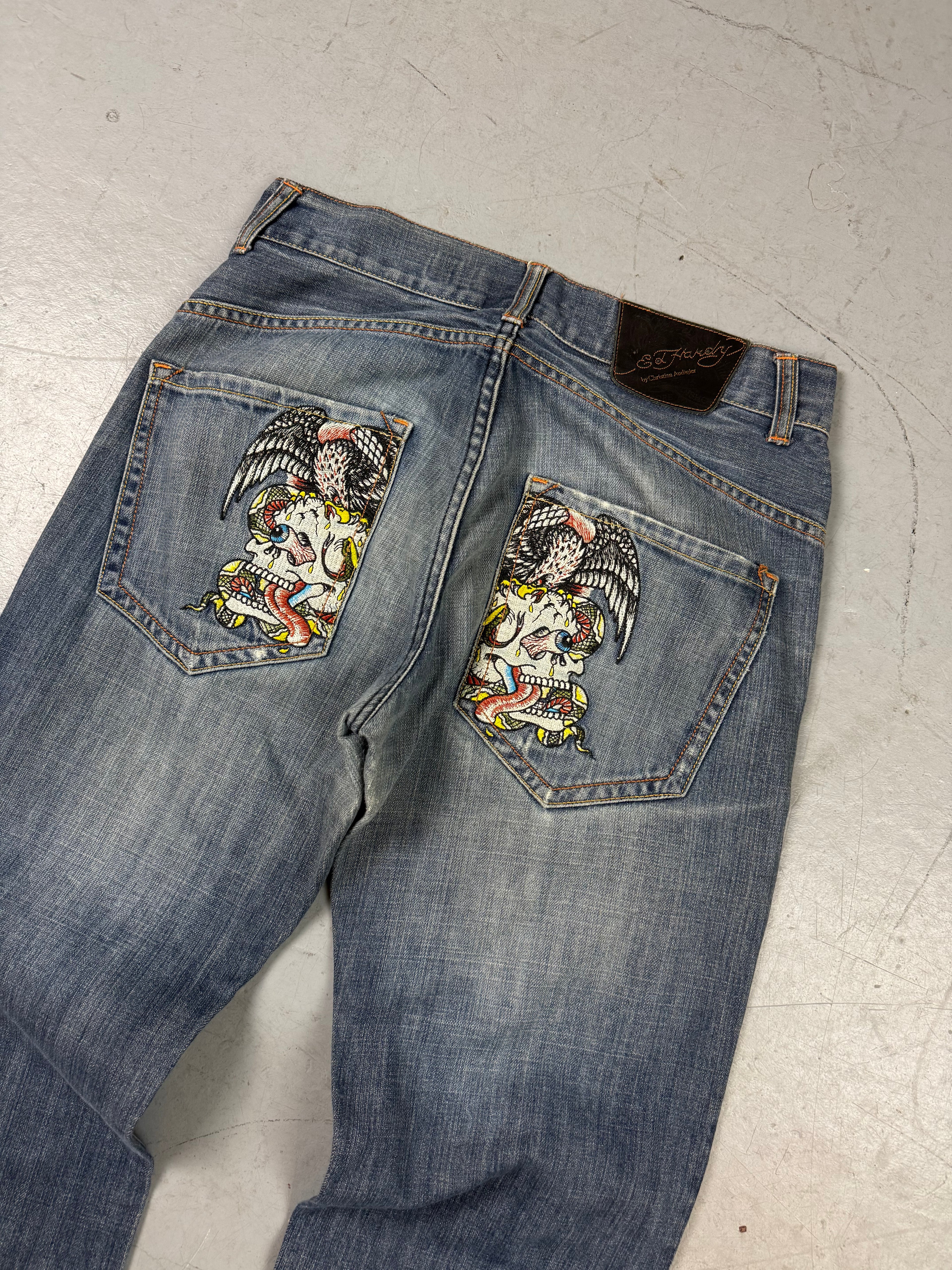 Vintage Ed Hardy Baggy Denim with Back Print M/L