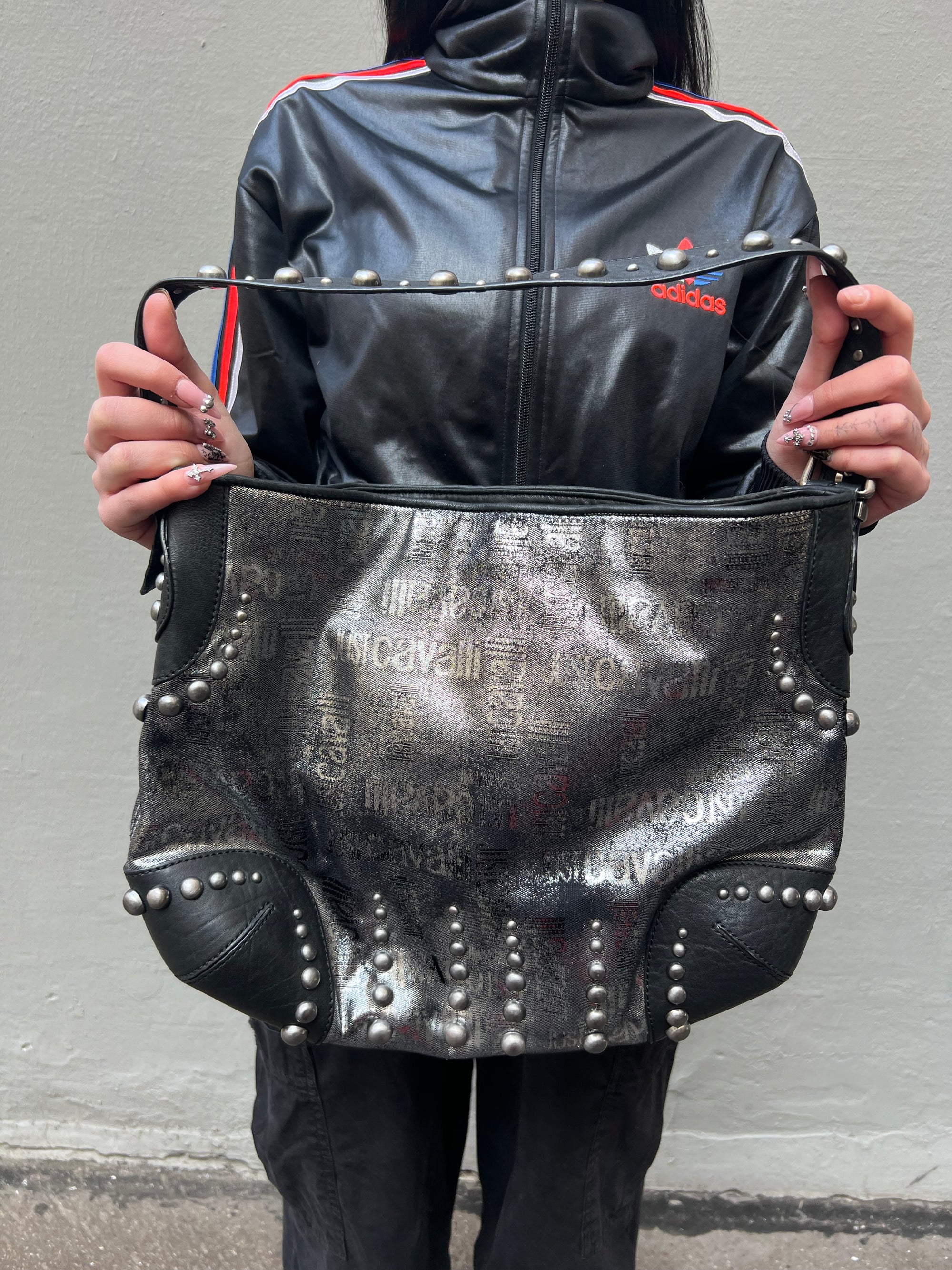 Vintage Just Cavalli Black Bag with Silver Studs