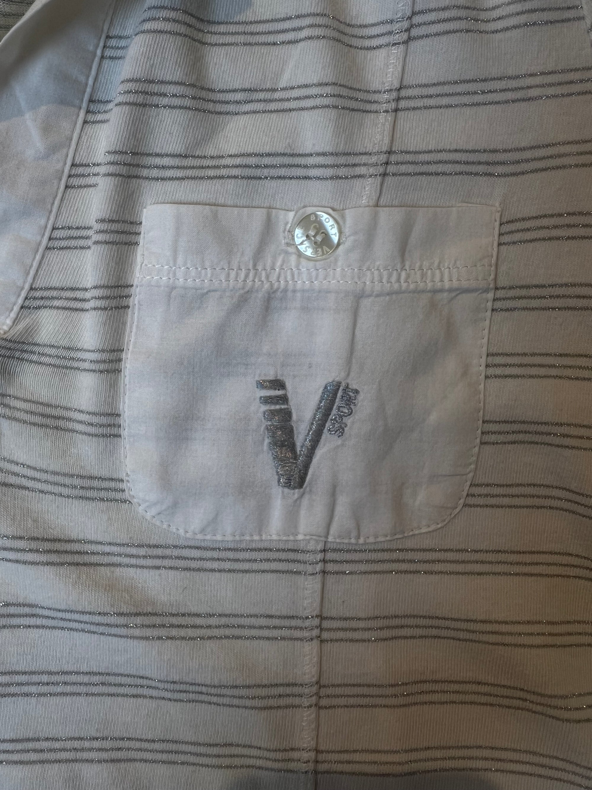 Vintage Versace Striped Glitter Polo XS/S