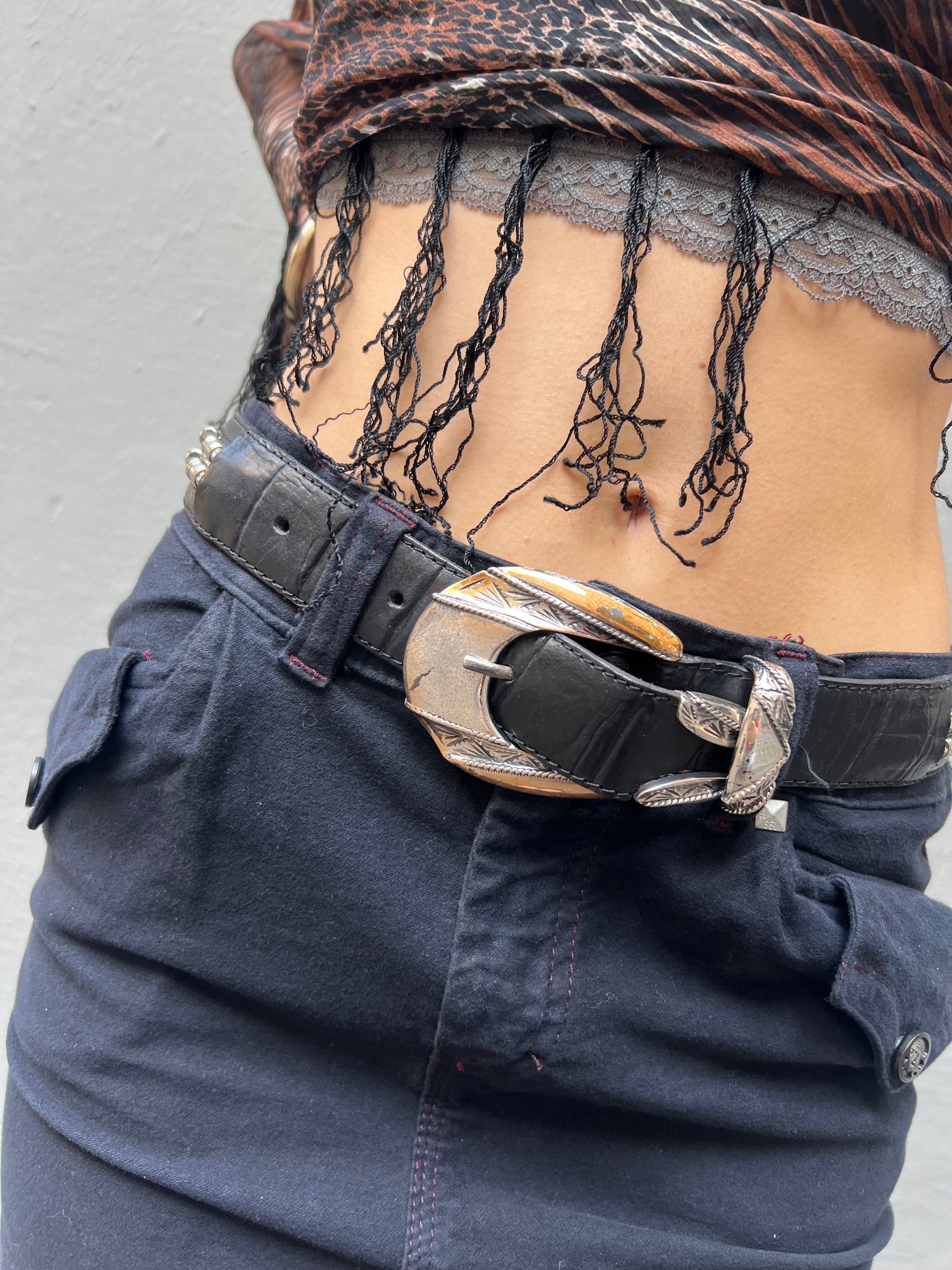Vintage Black Leather Belt