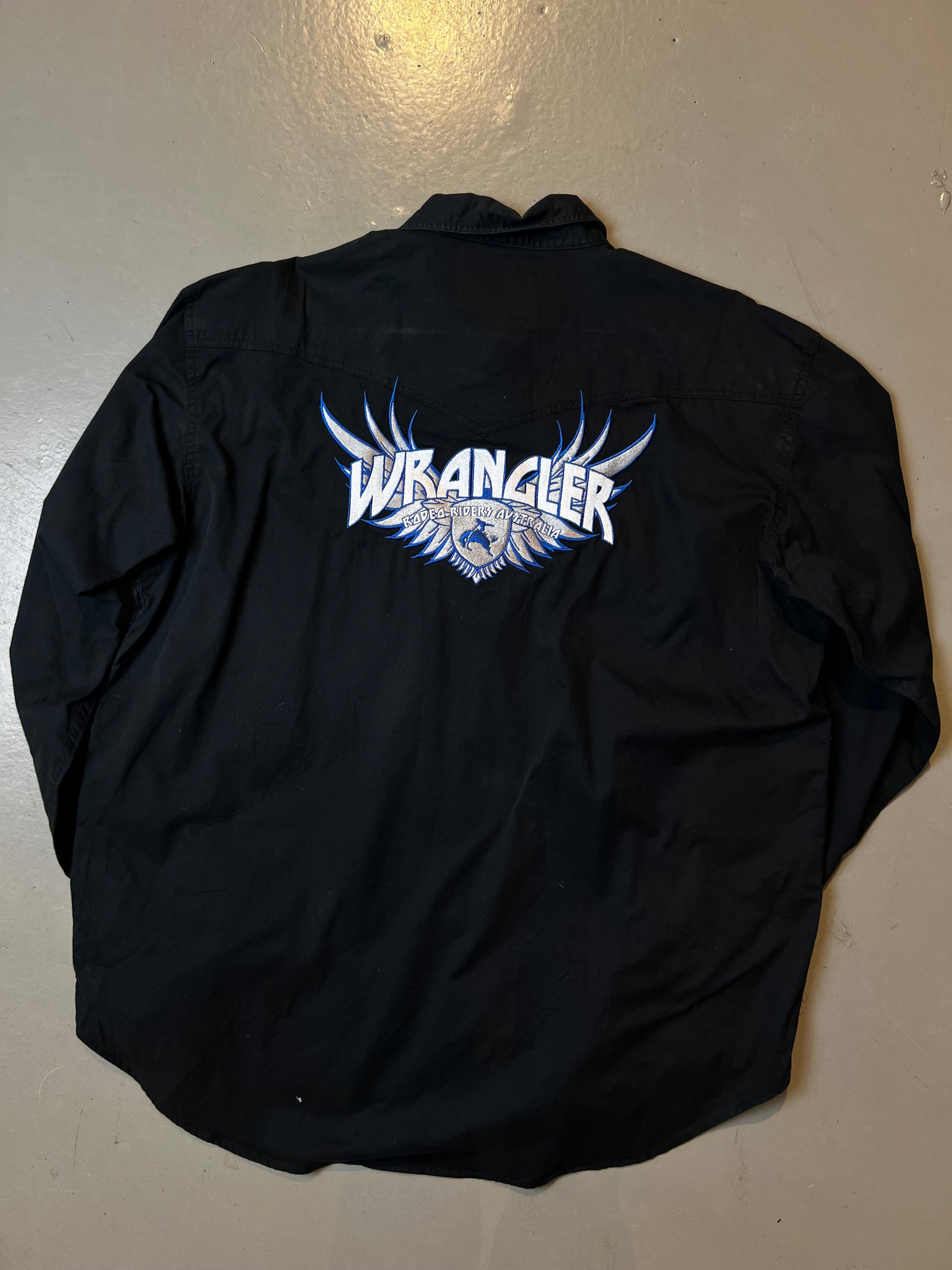 Vintage Black Wrangler Embroidered Button Up L/XL