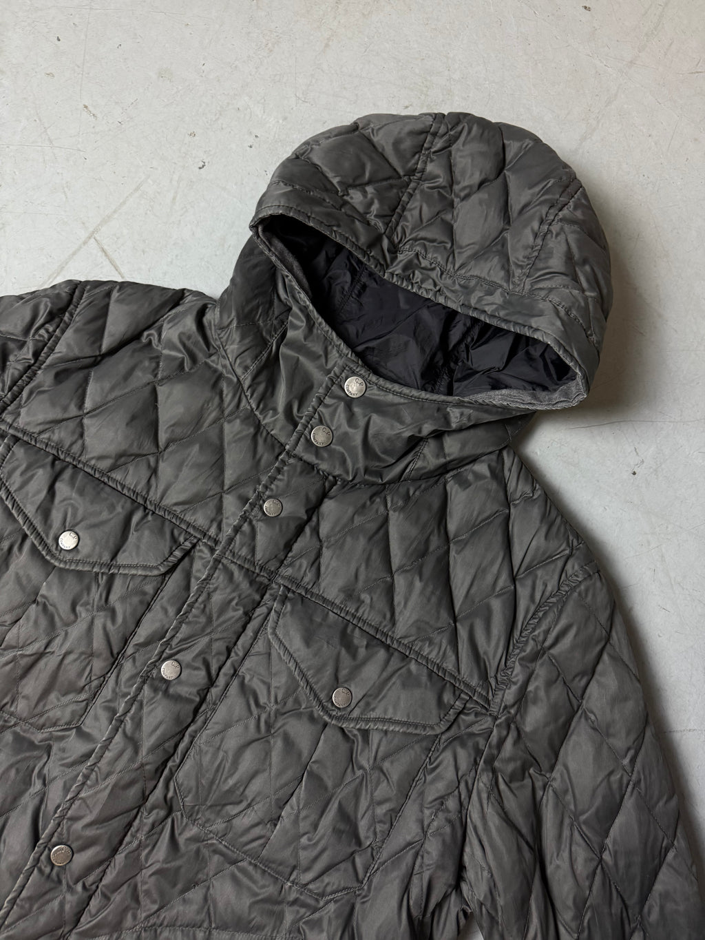 Vintage C.P. Company Grey Down Jacket with Hood L