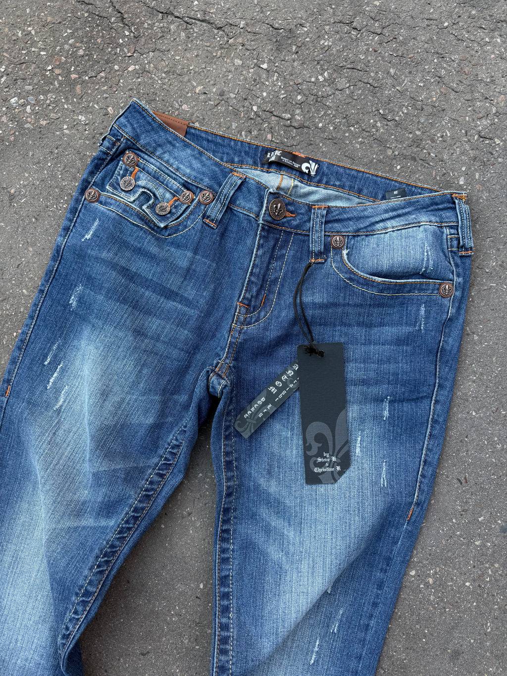Y2K Laguna Beach „Hermosa Beach“ Light Blue Mid Waist Denim für Damen. Y2K 2000s Fashion
