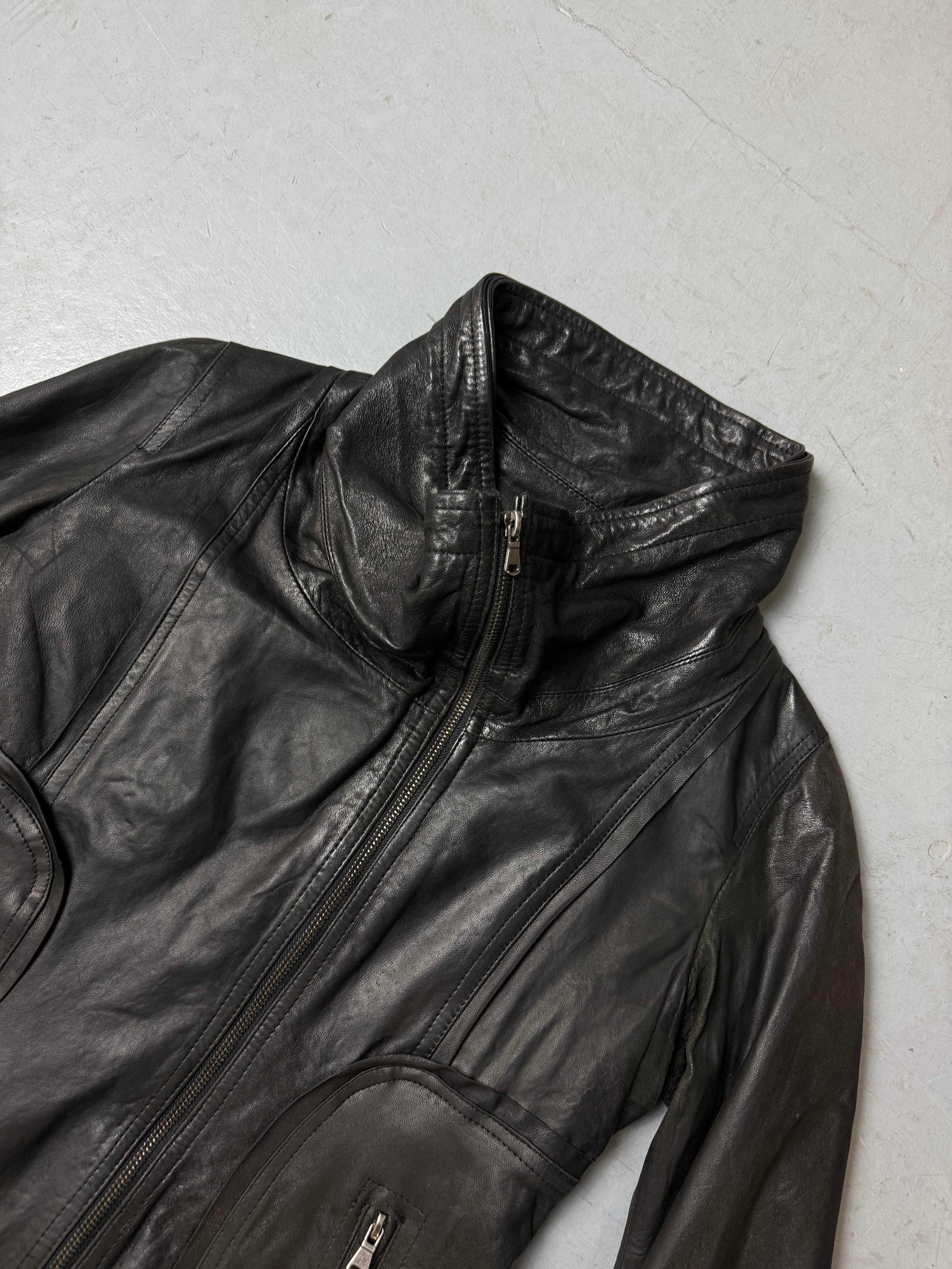 Vintage Black Turtleneck Leather Jacket S