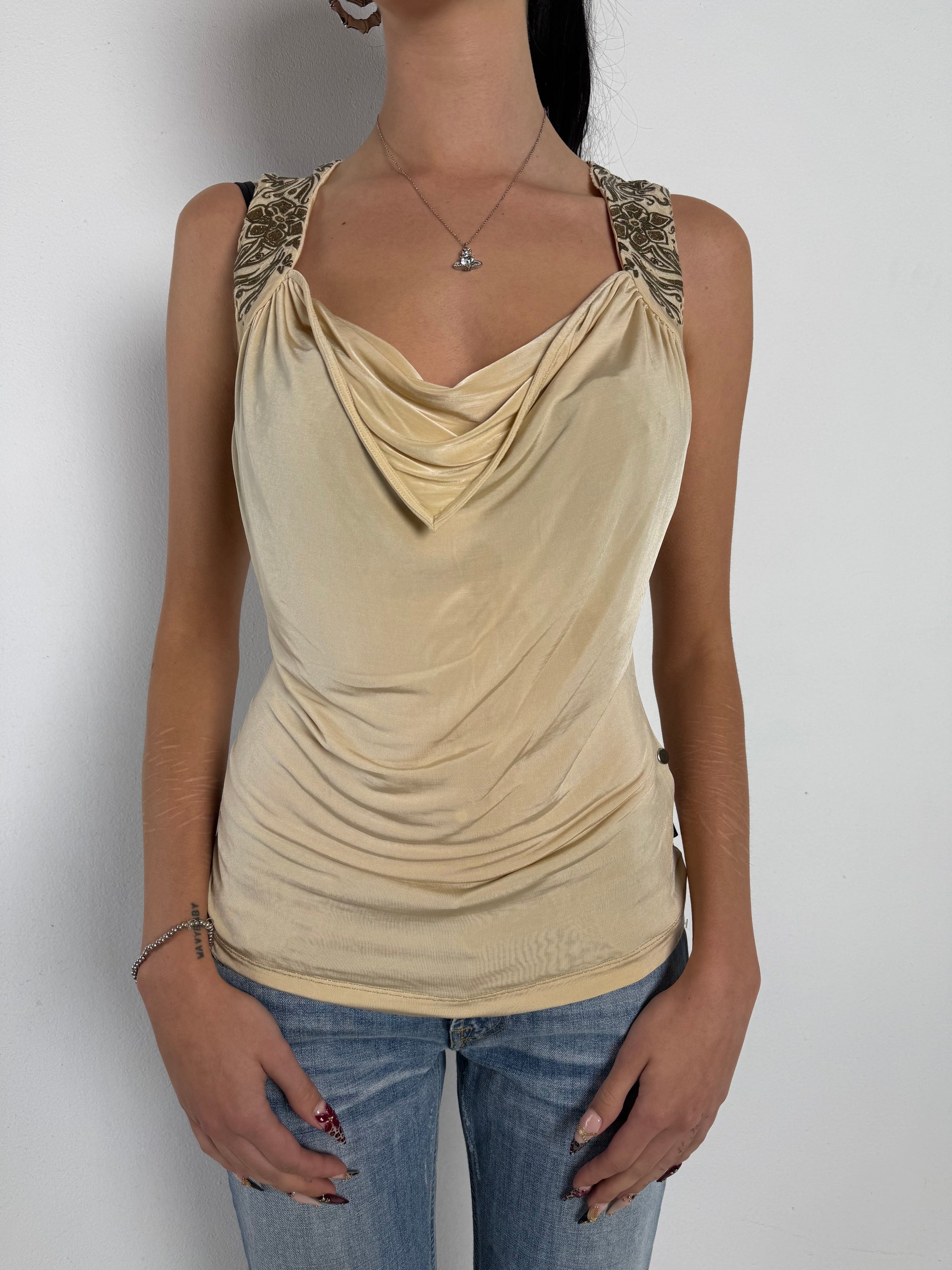 Vintage Just Cavalli Beige Satin Top L