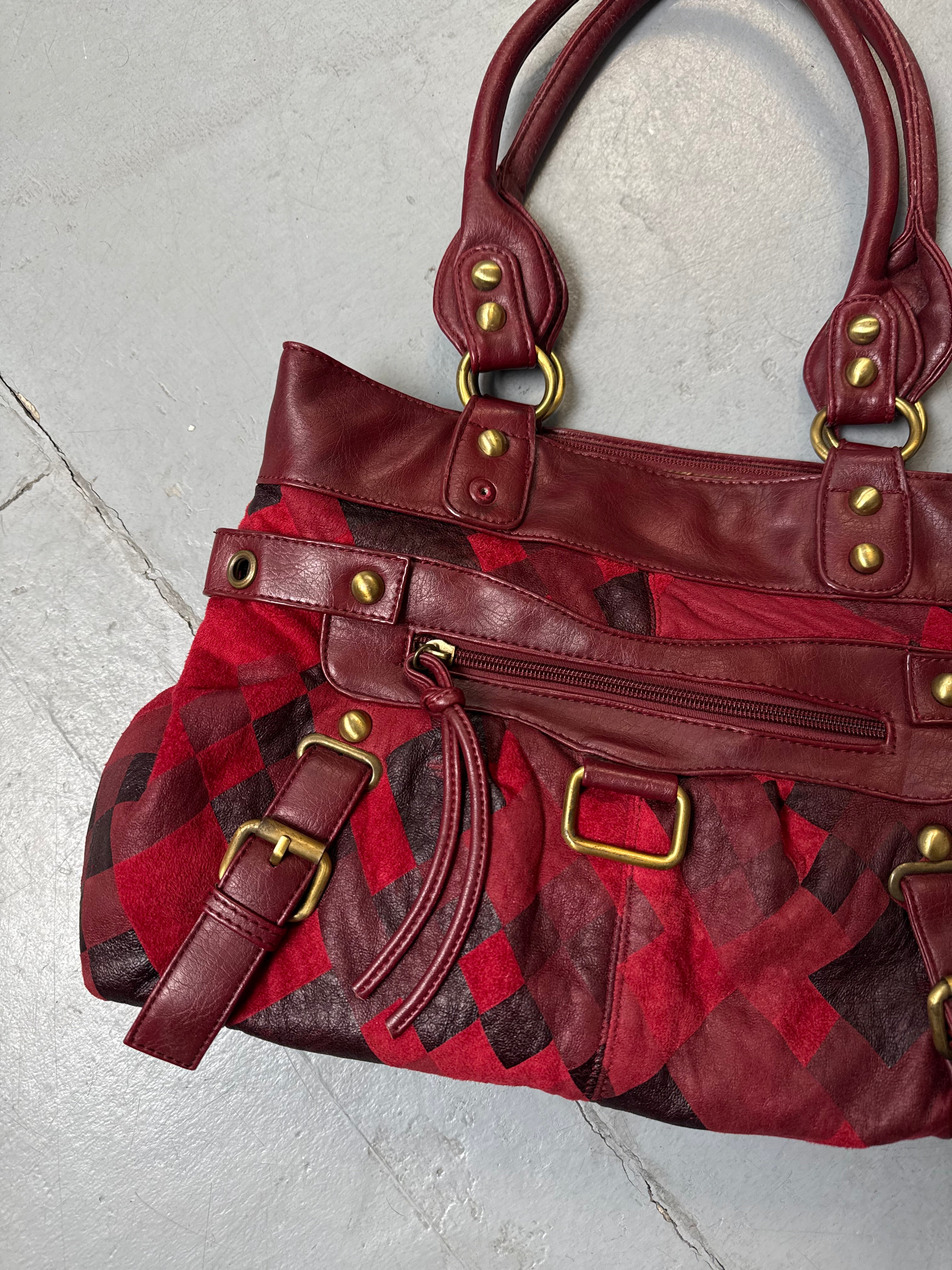 Vintage Vintage Eternal Red Harleqin Print Bag for women. Y2K Second Hand 2000s Fashion 