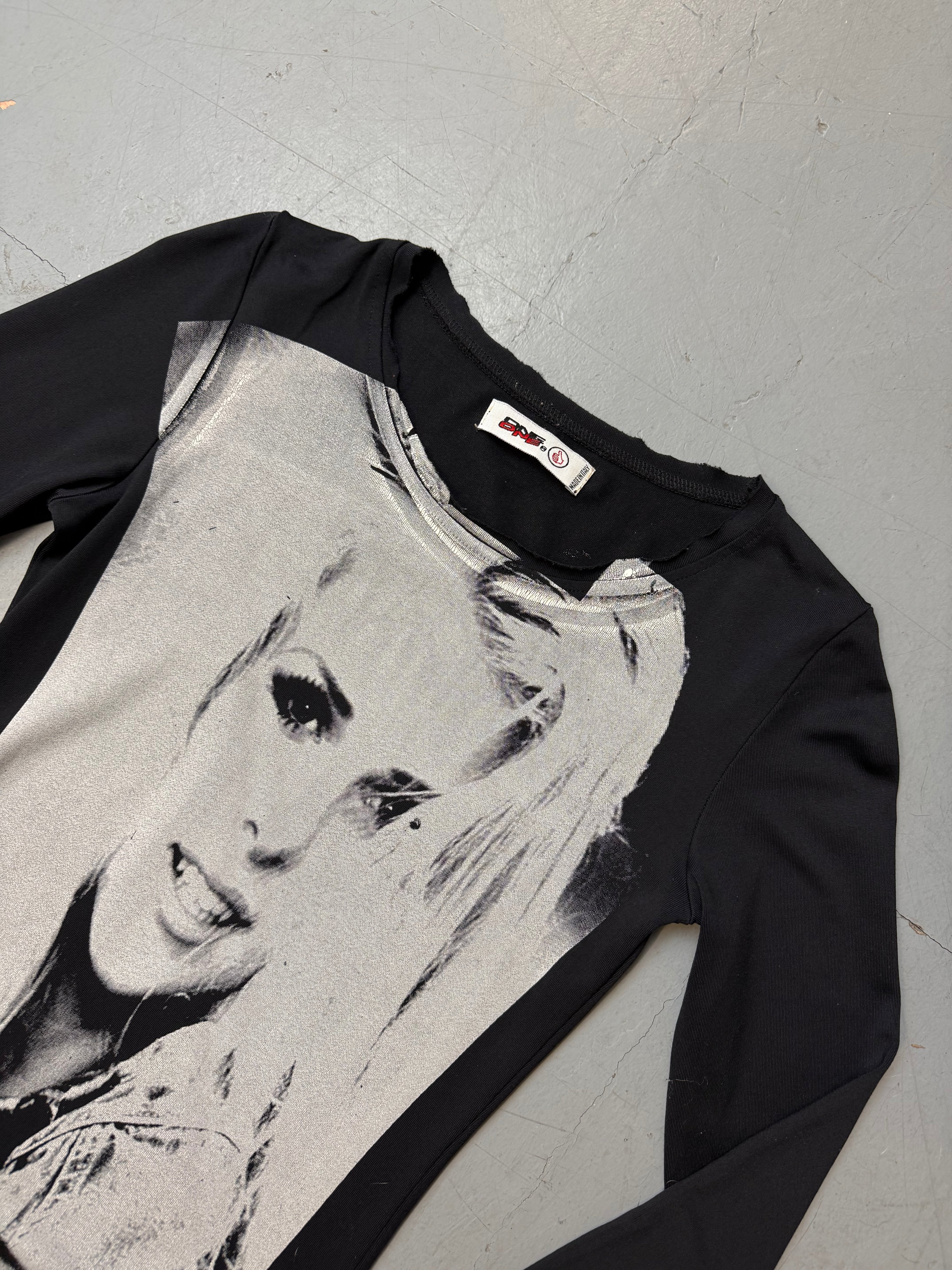  P!NK Printed Black Longsleeve für Damen. Y2K Second Hand 2000s Fashion