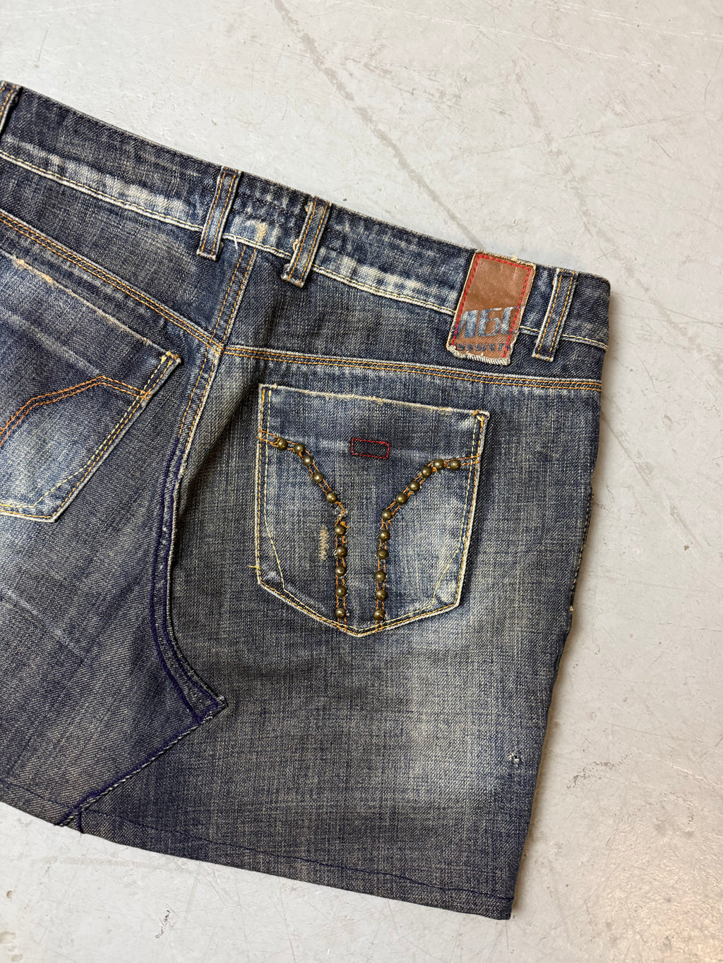 Vintage Miss Sixty Denim Mini Skirt with Studs M