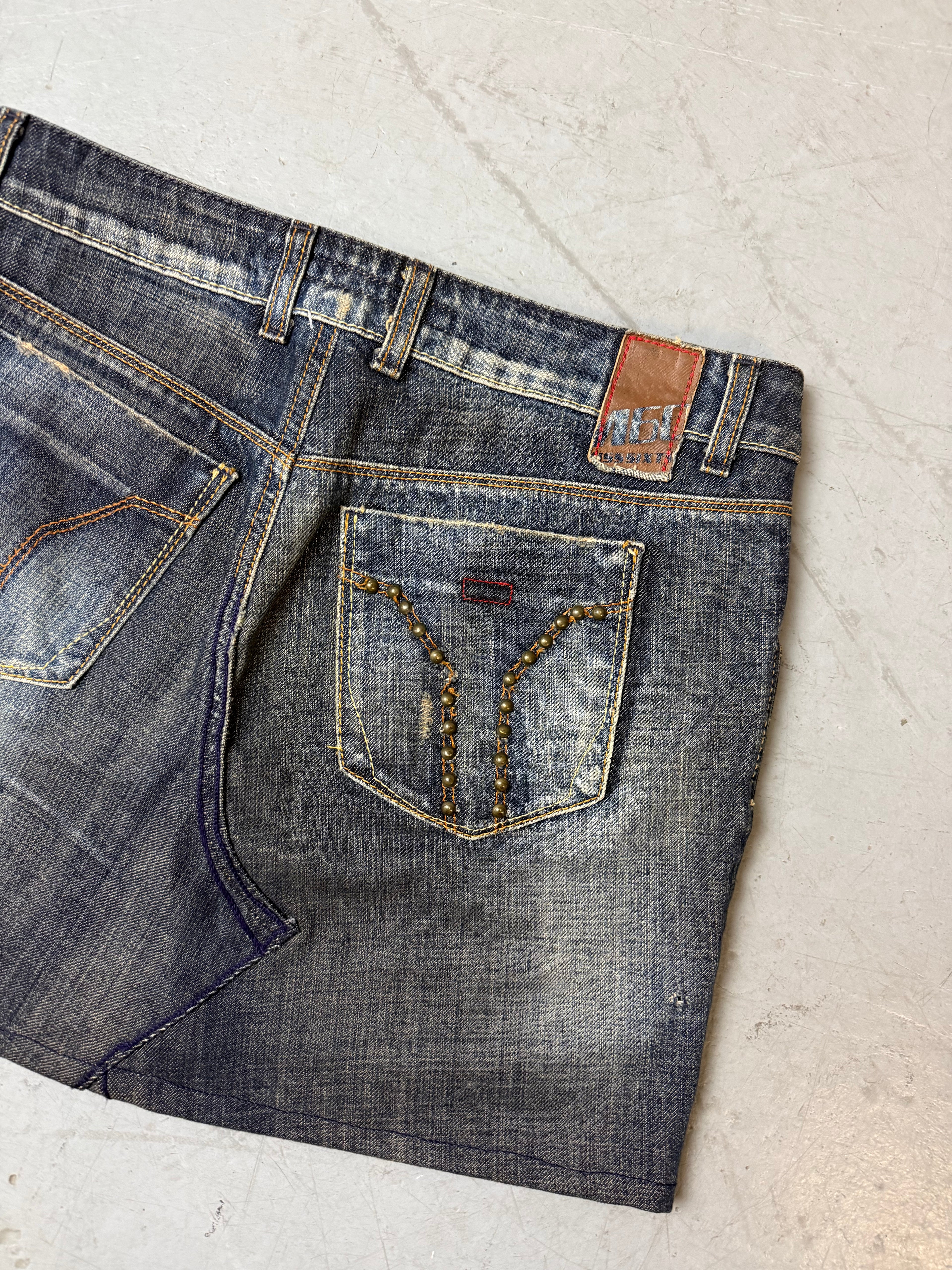Vintage Miss Sixty Denim Mini Skirt with Studs M