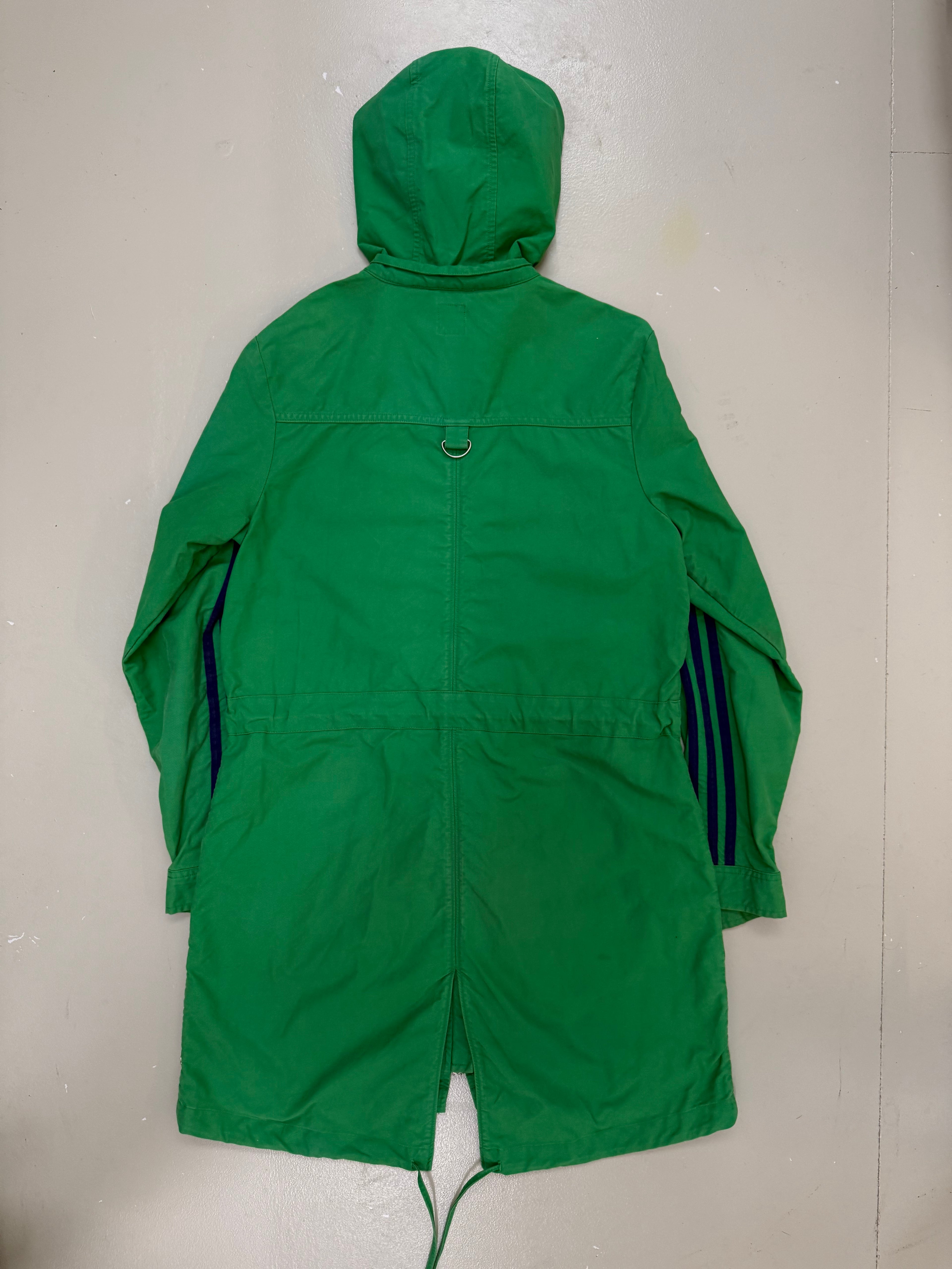 Vintage Adidas Green/Blue Hooded Coat für Frauen. Y2K second hand 2000s Fashion