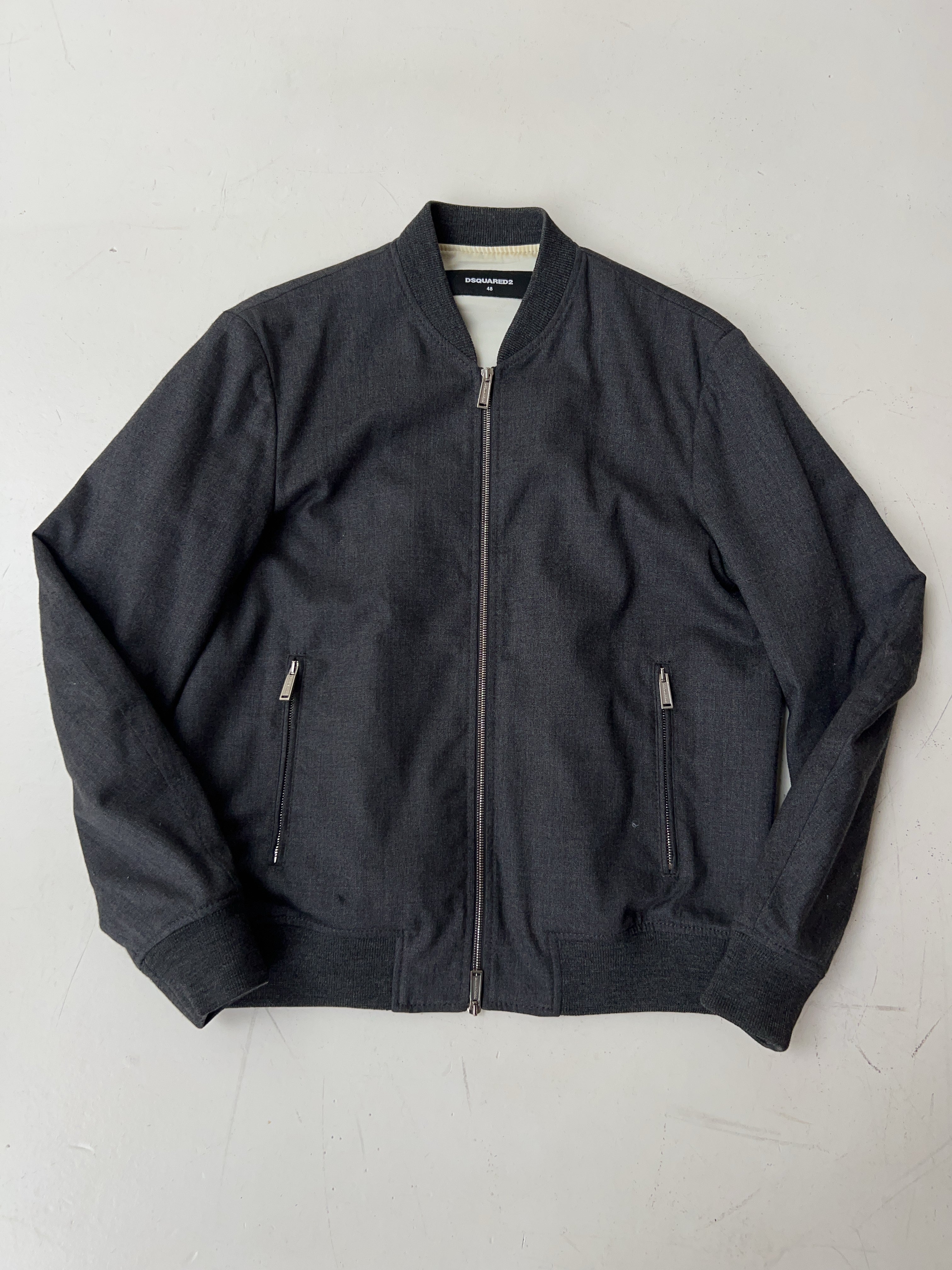 Vintage Dsquared2 Grey Satin Bomber Jacket (M/L)