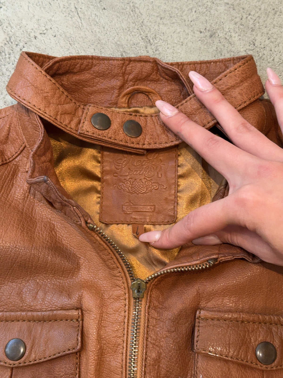 Gipsy Lady Braune Leder Jacke (L)
