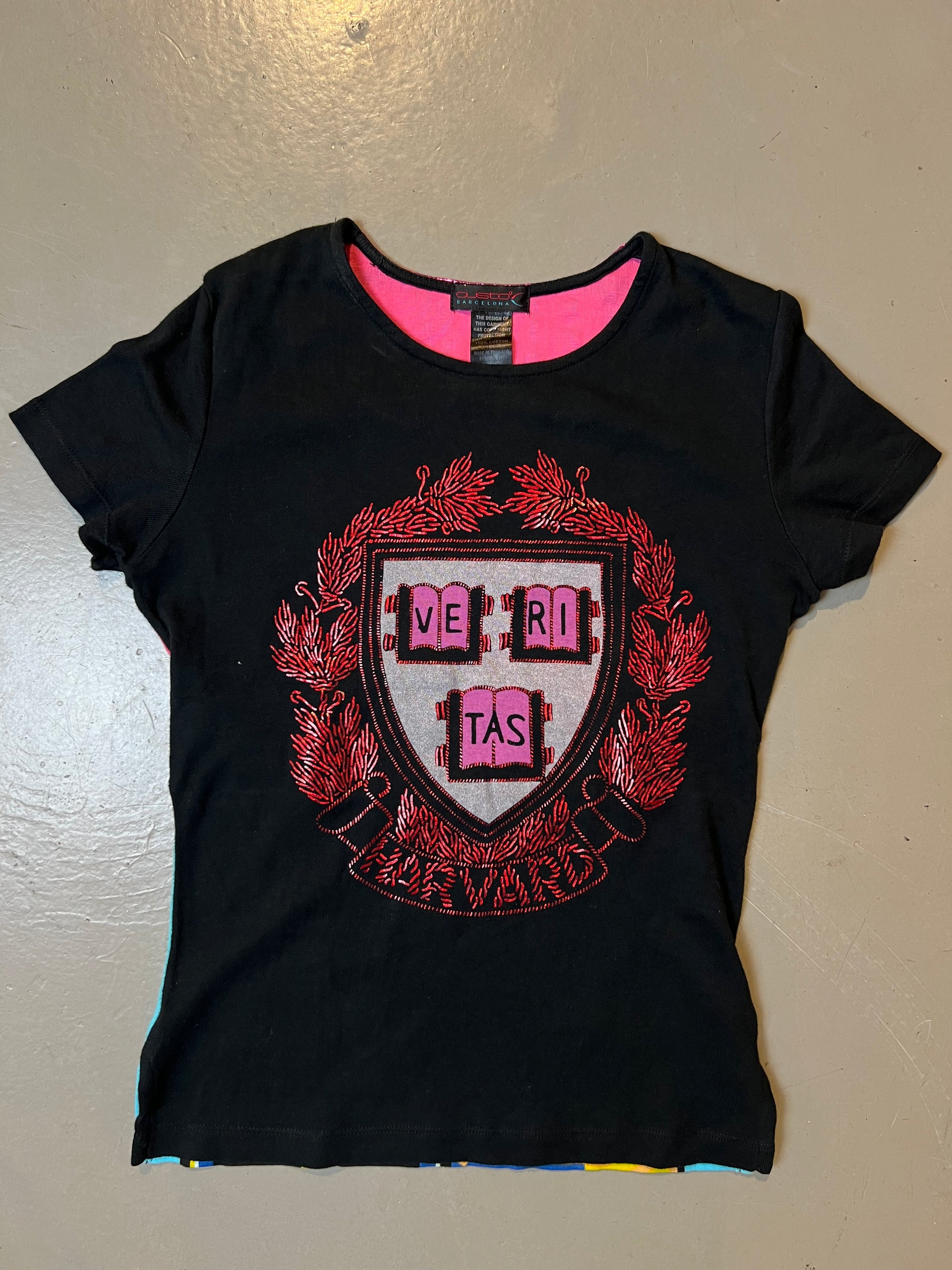 Vintage Black & Pink Custo Barcelona Graphic Tee S