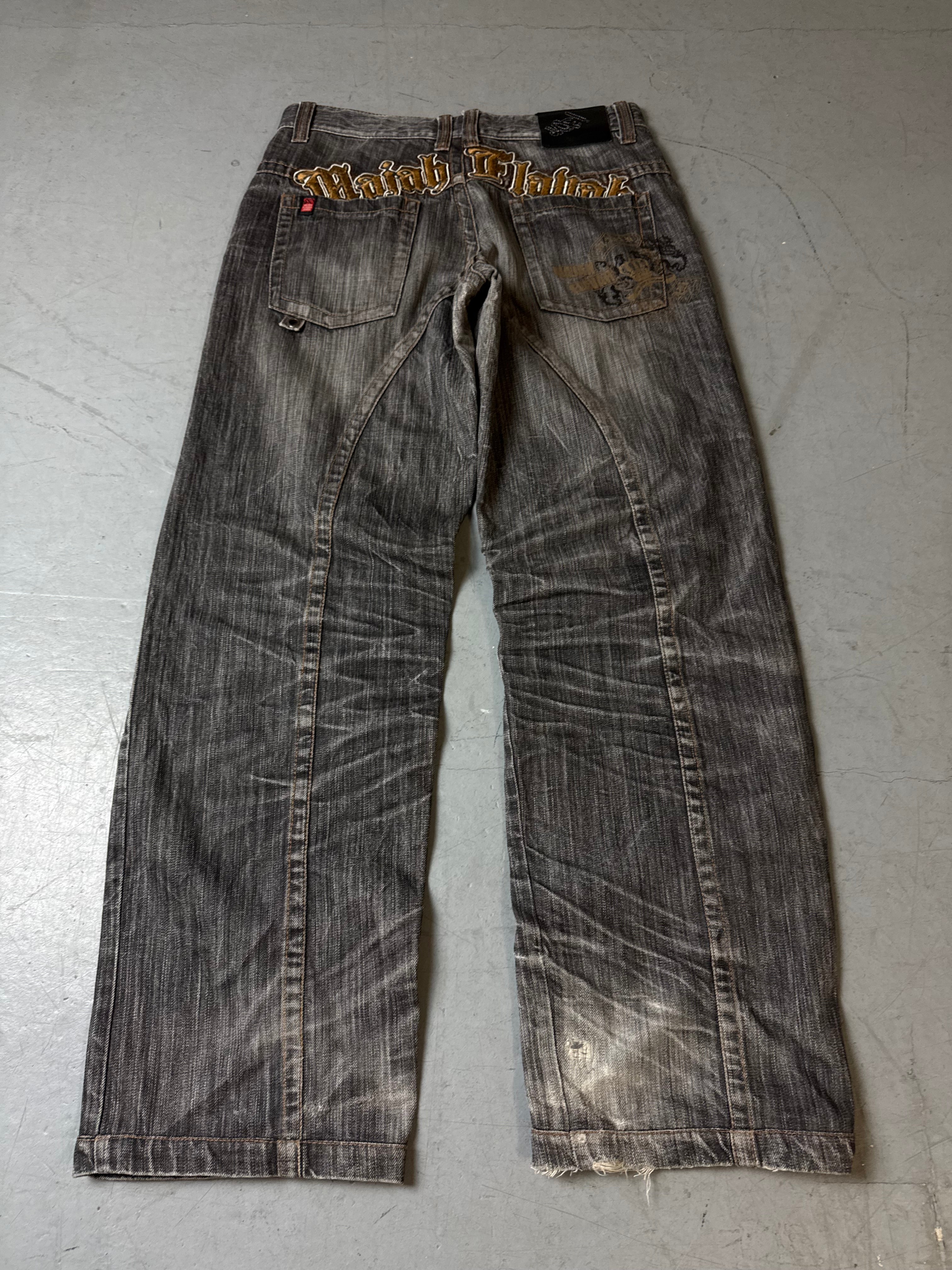 Productbild von Vintage Majah Flavah Grey Baggy Denim with Backstitching M von hinten 