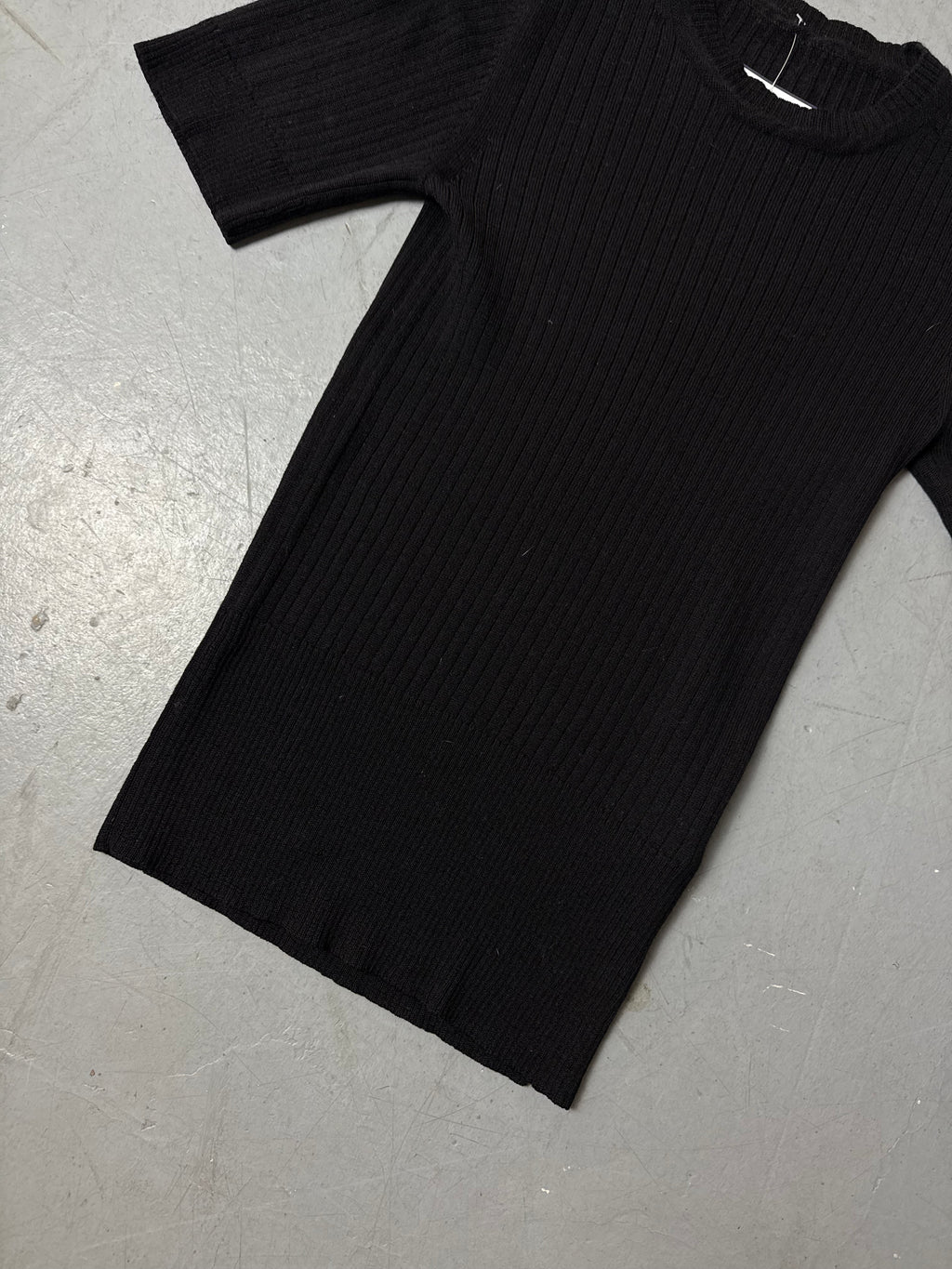 Vintage Merino Wool Slim Fit Black Tee S