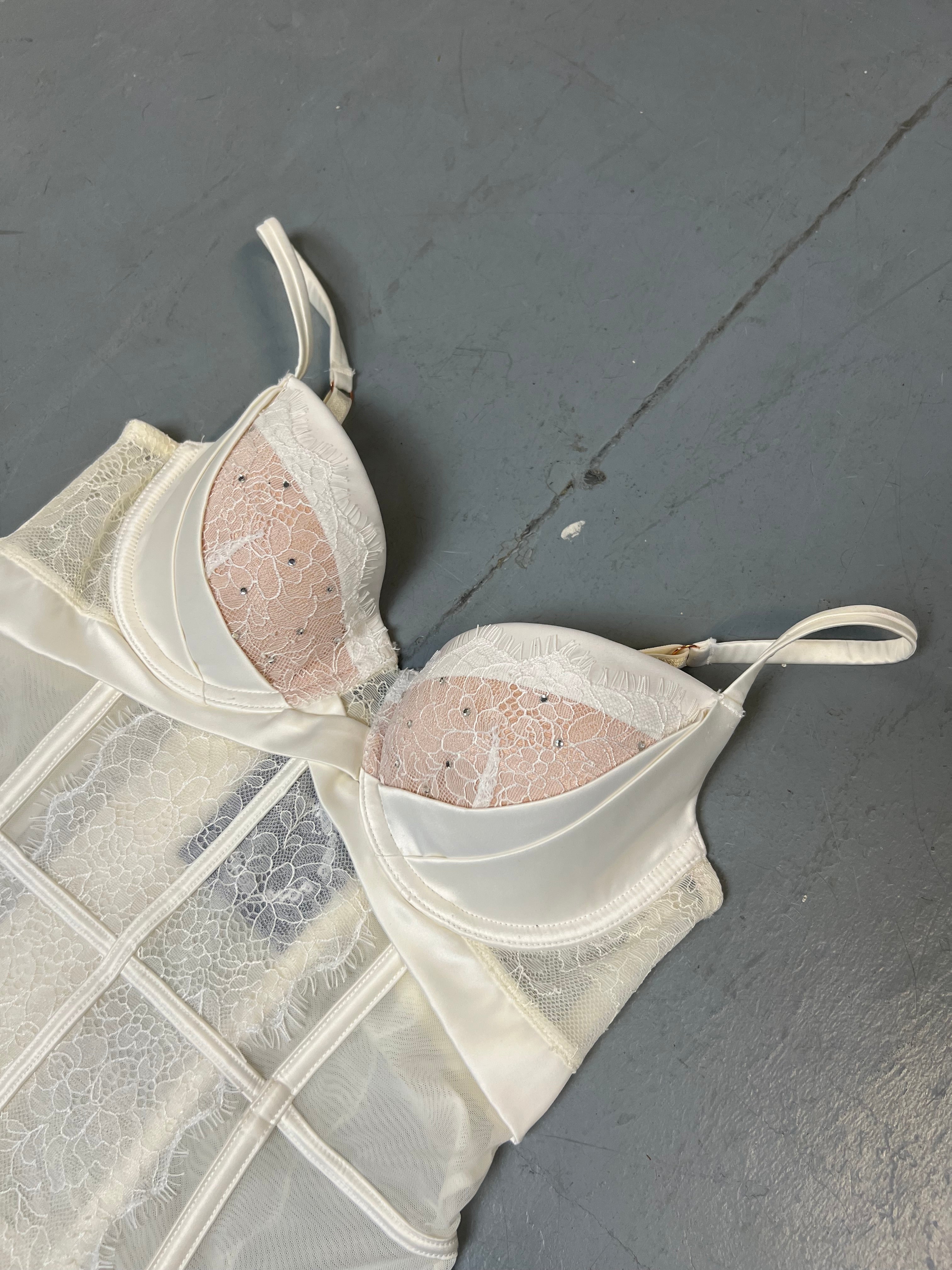 Vintage White Transparent Corsett Top S/M