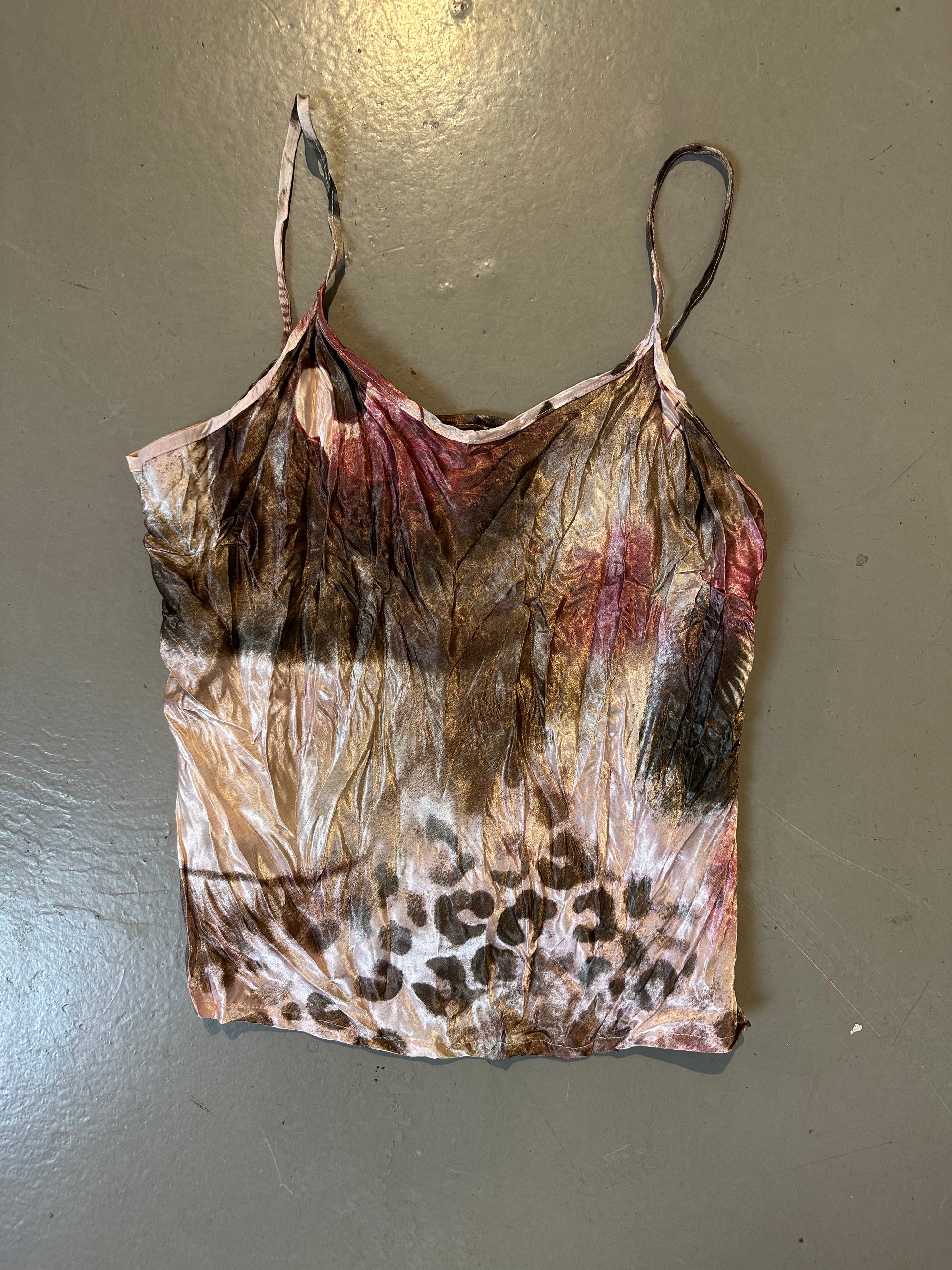 Vintage Pink Printed Satin Top S-L