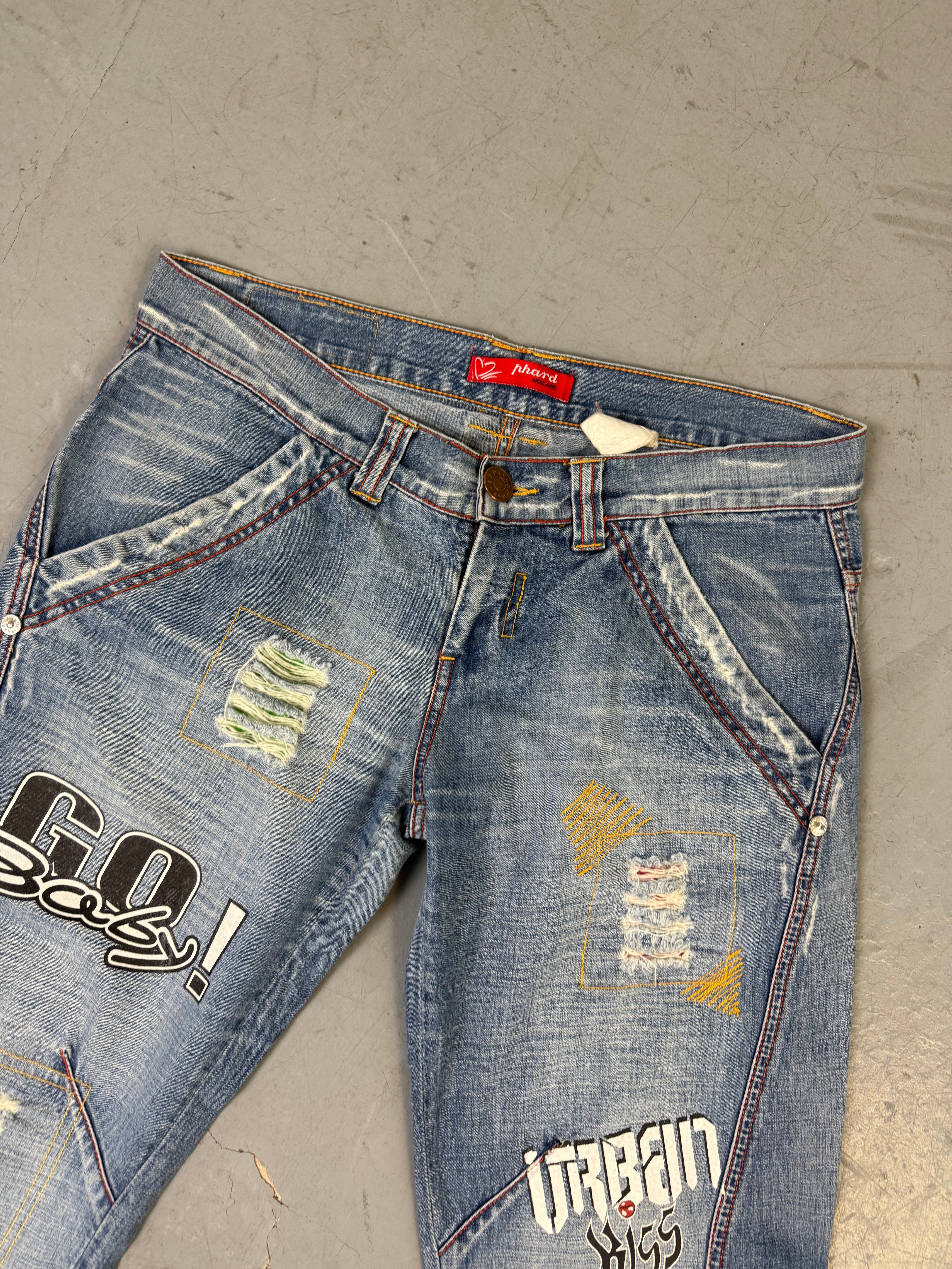 Y2K Phard low waist printed denim 