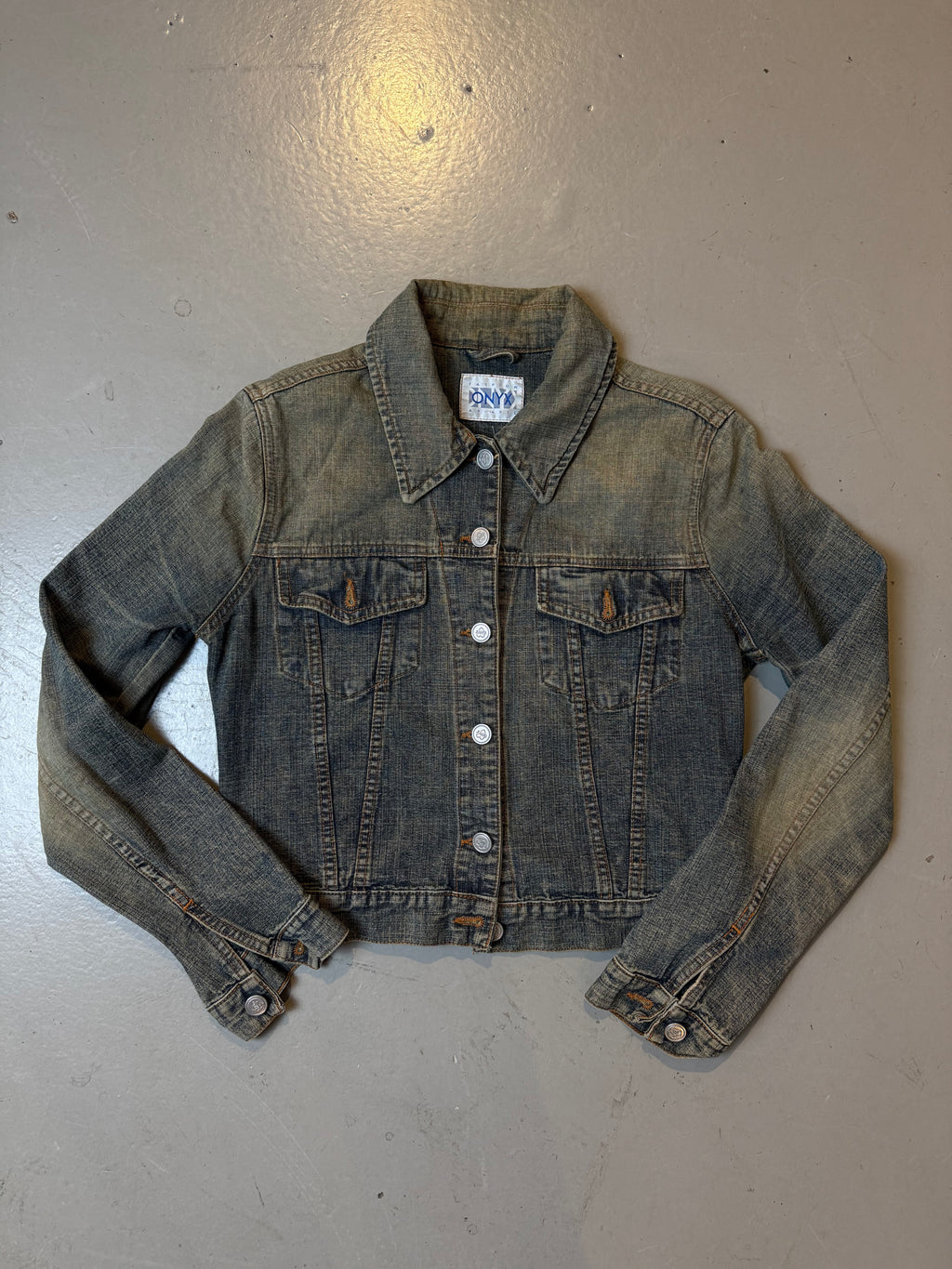 Vintage Onyx Green Blue Washed Denim Jacket XS/S