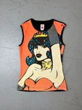 Vintage Miss Sixty Pop Art Printed Tank Top für Damen. Y2K Second Hand 2000s Fashion