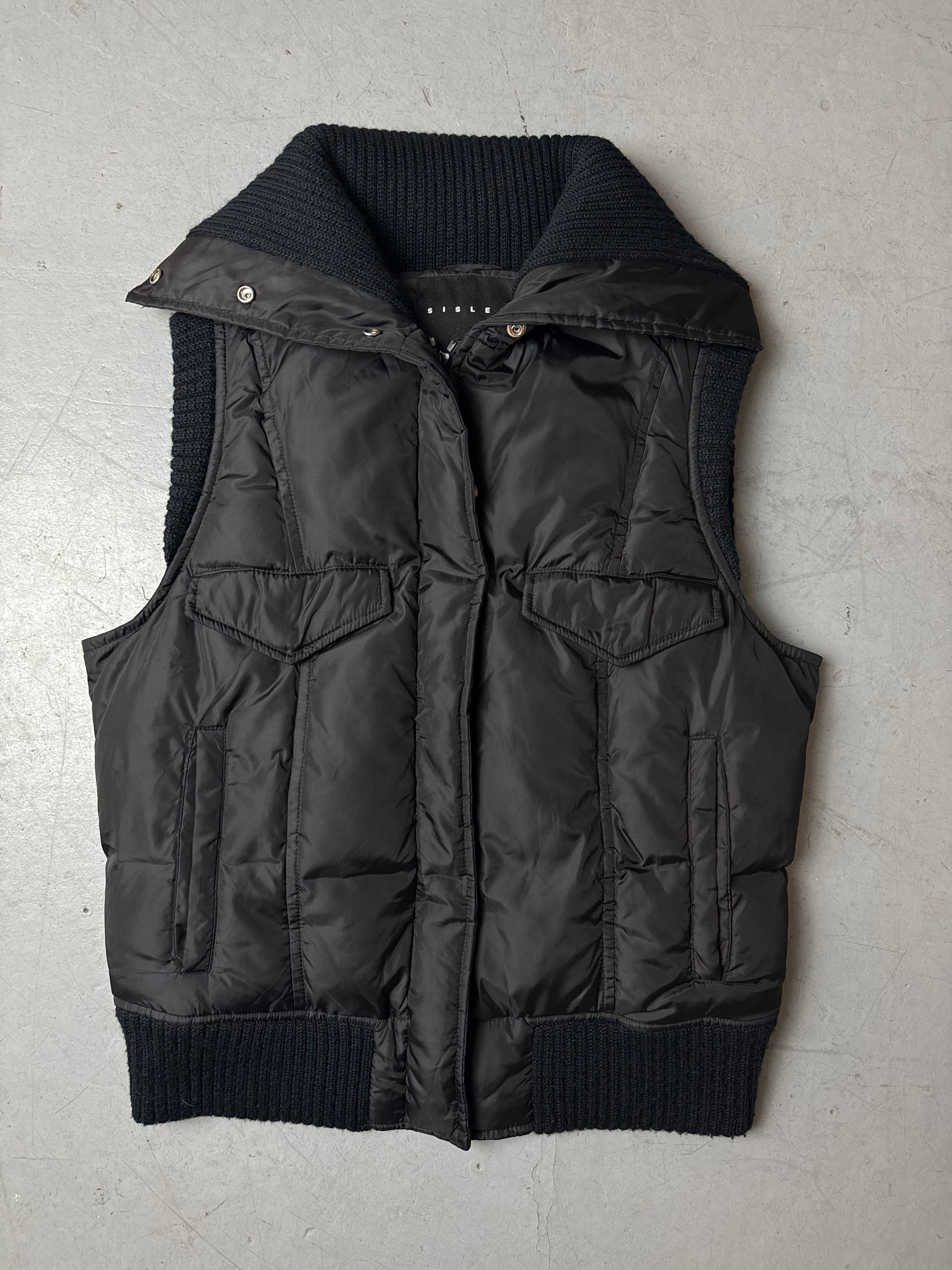 Schwarze Puffer Weste y2k vintage Sisley 