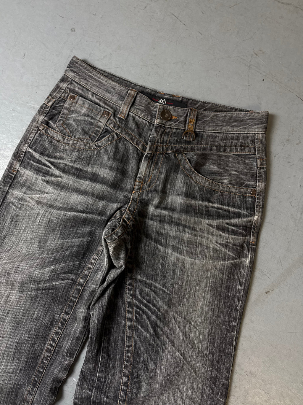 Detailbild von Vintage Majah Flavah Grey Baggy Denim with Backstitching M von vorne 