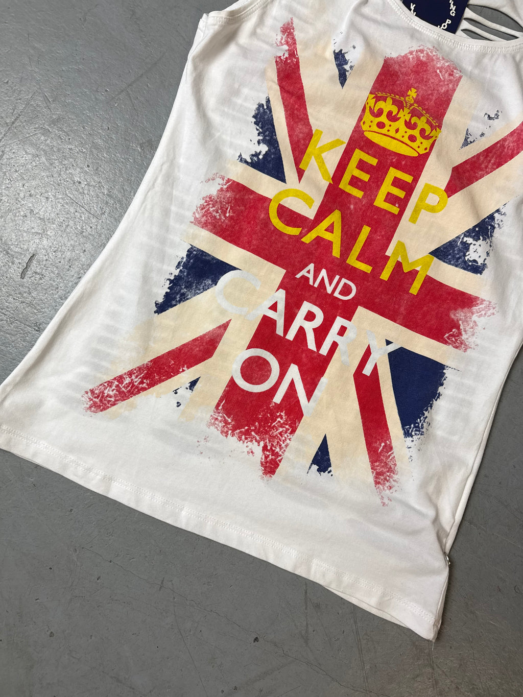 Vintage Richmond Keep Calm Tank Top with Cut Out Back M/L