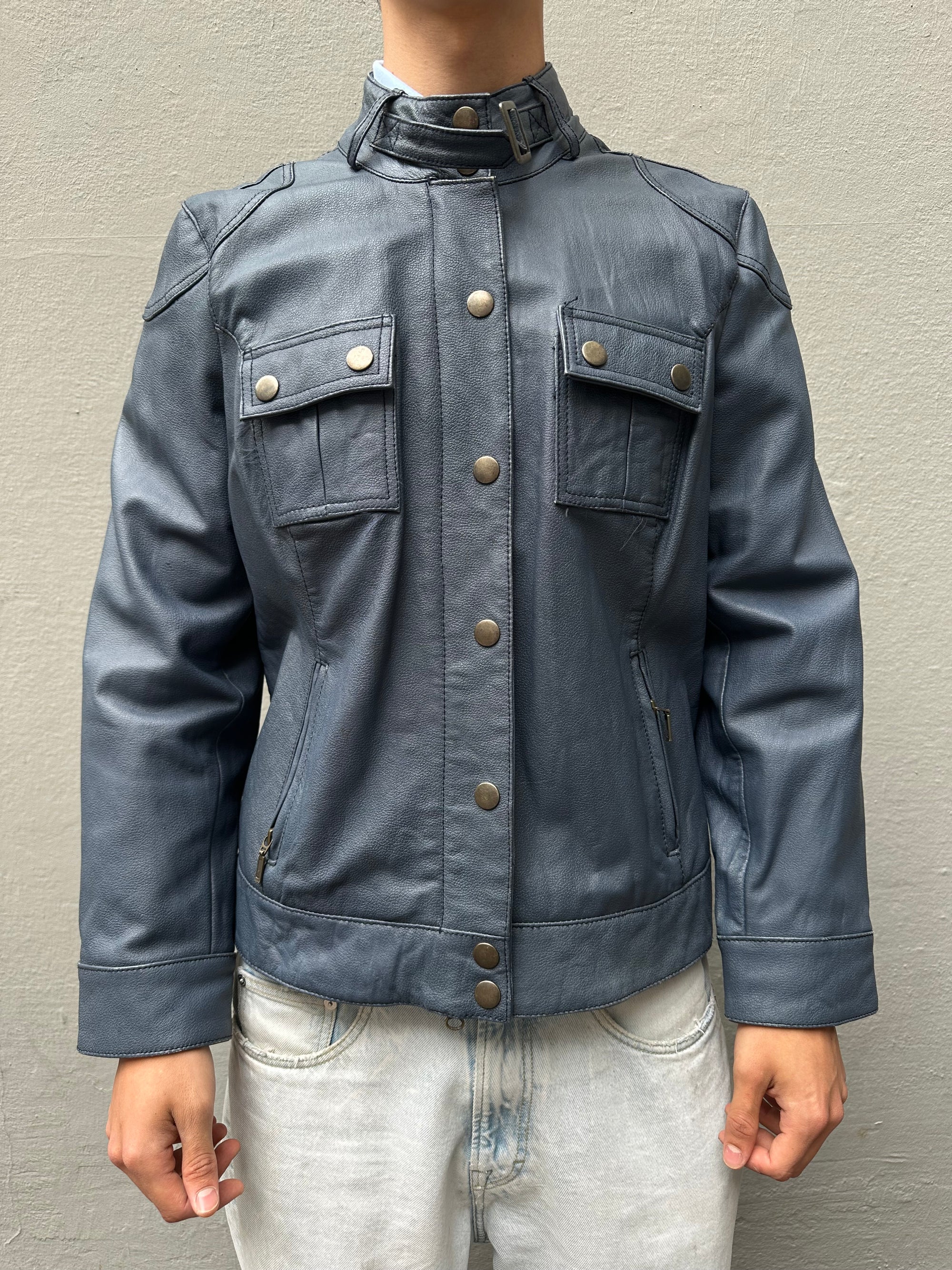 Vintage Petrol Leather Jacket M/L