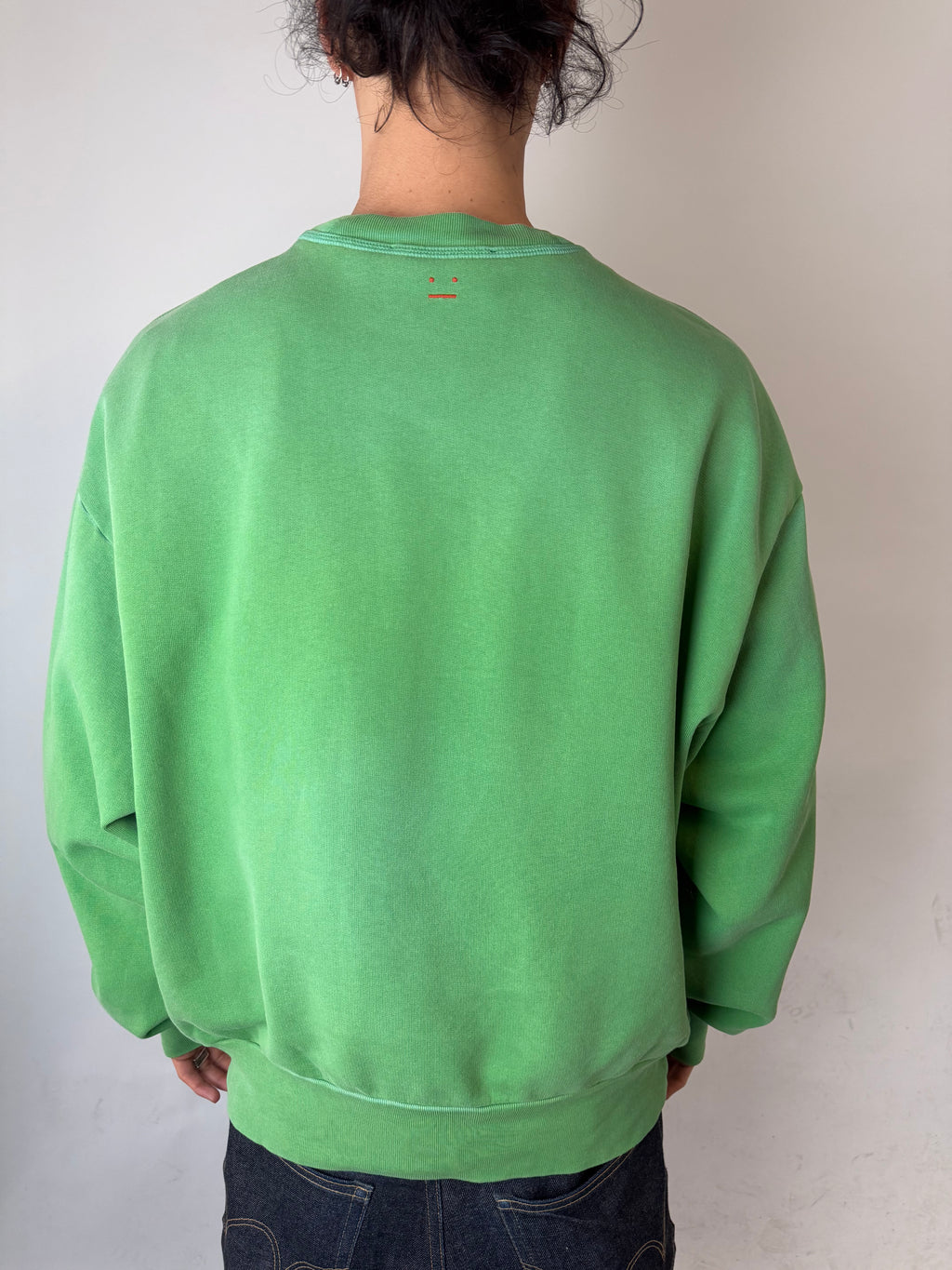 Vintage Acne Studios Green Crewneck Sweater für Herren. Y2K Second Hand 2000s Fashion