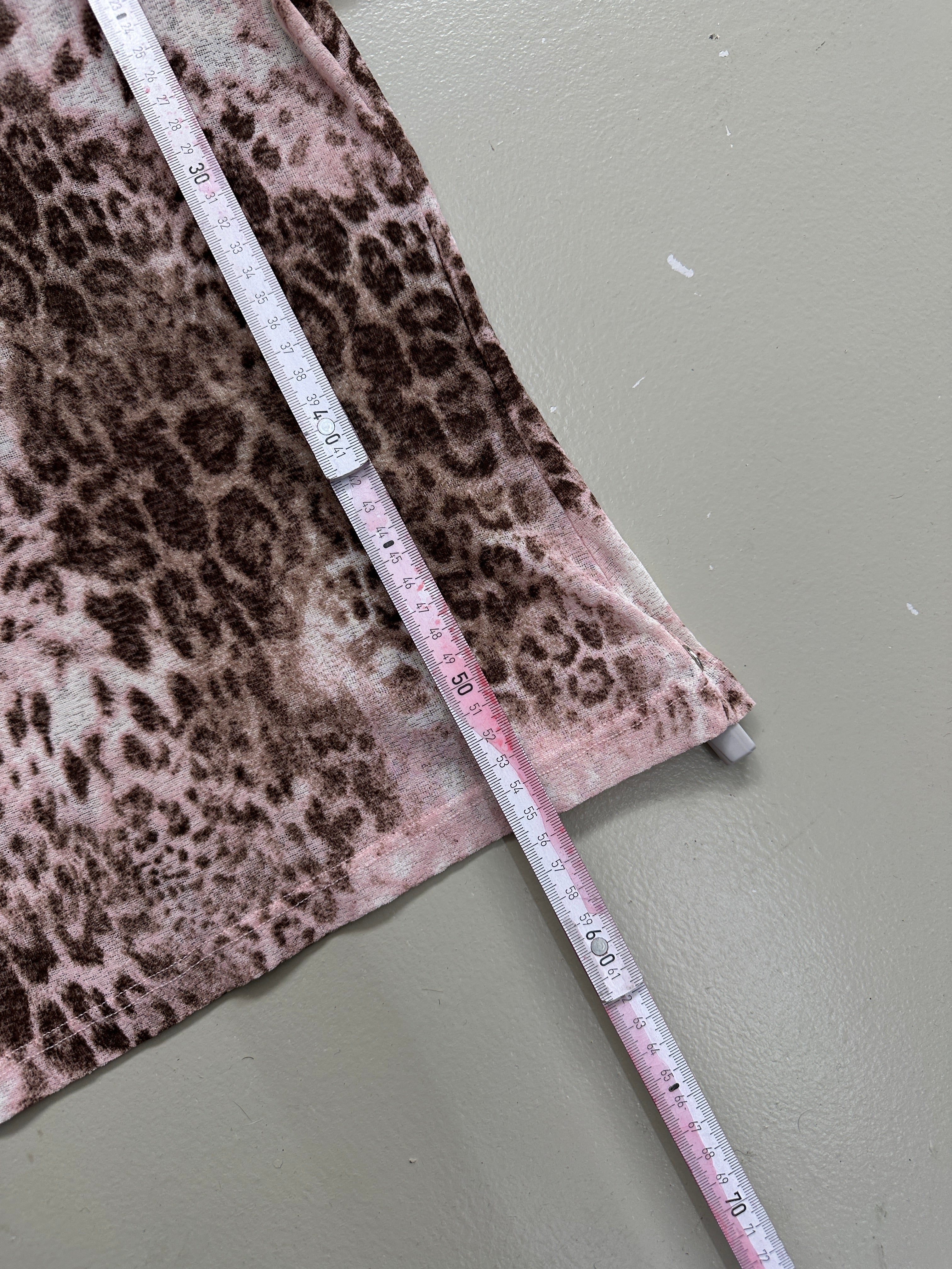 Vintage Pink and Brown Leopard Print Mesh T-Shirt M/L