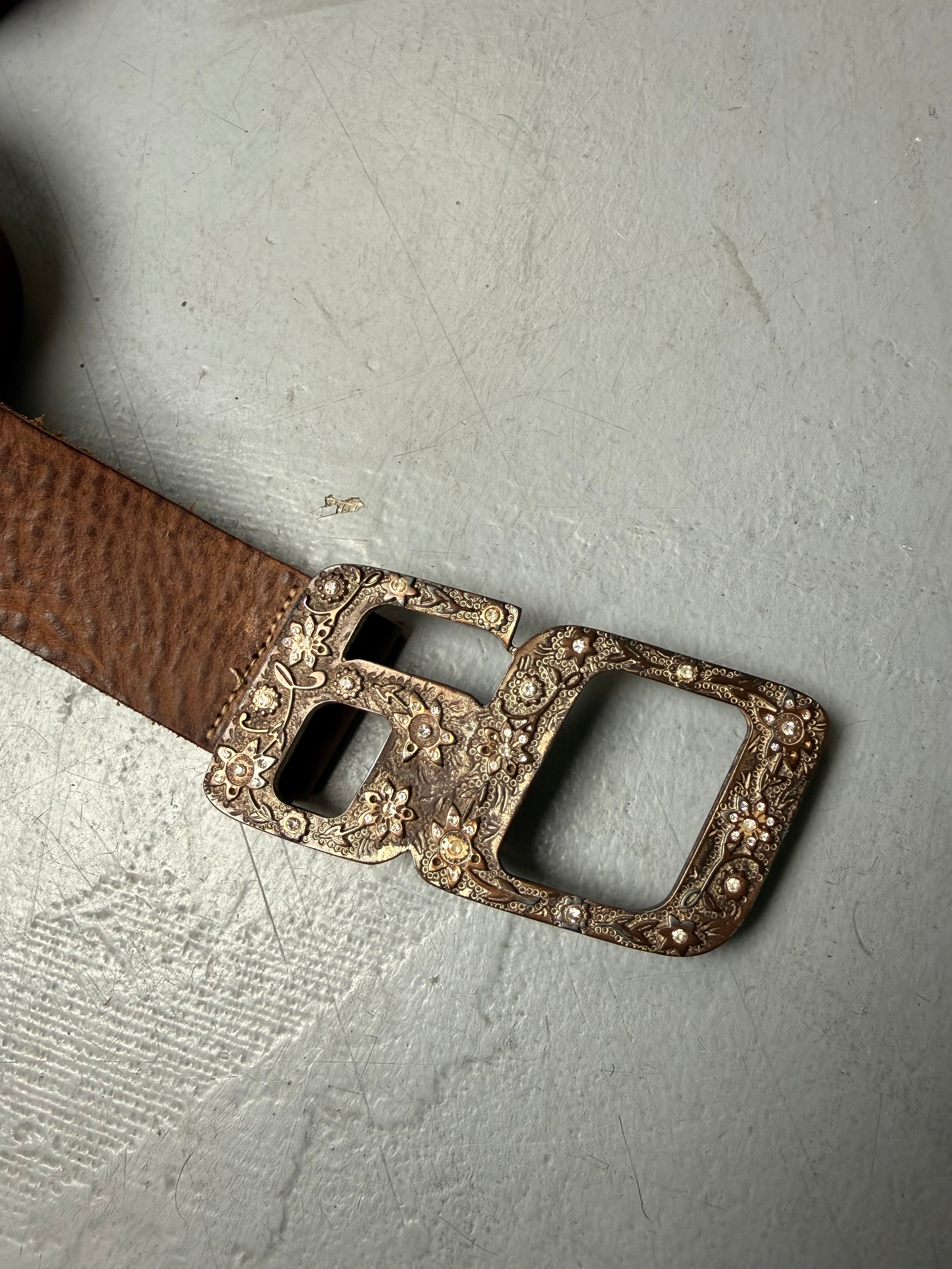Vintage Miss Sixty Brown Leather Belt. Y2K Secondhand 2000s Fashion.