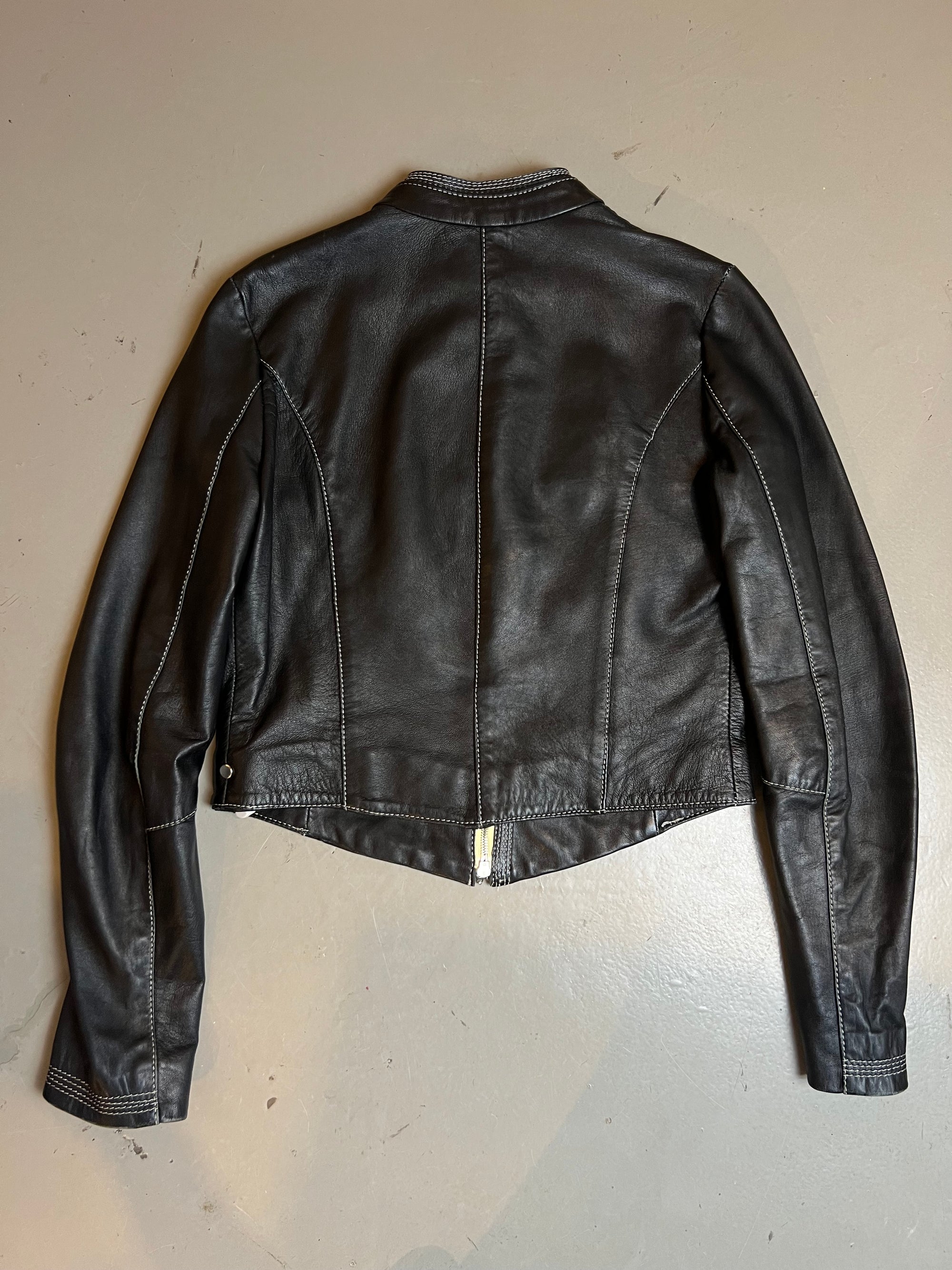 Produkt Bild Vintage Zip Leather Jacket M von hinten