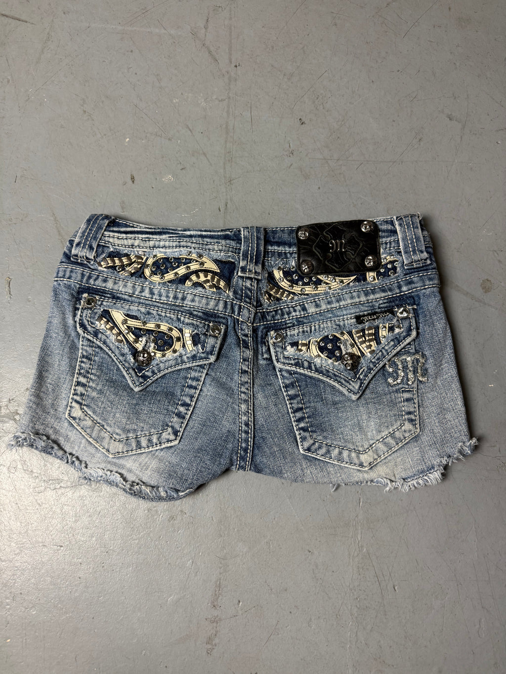 Vintage Miss Me Y2K Hot Pants with Rhinestone Backprint S