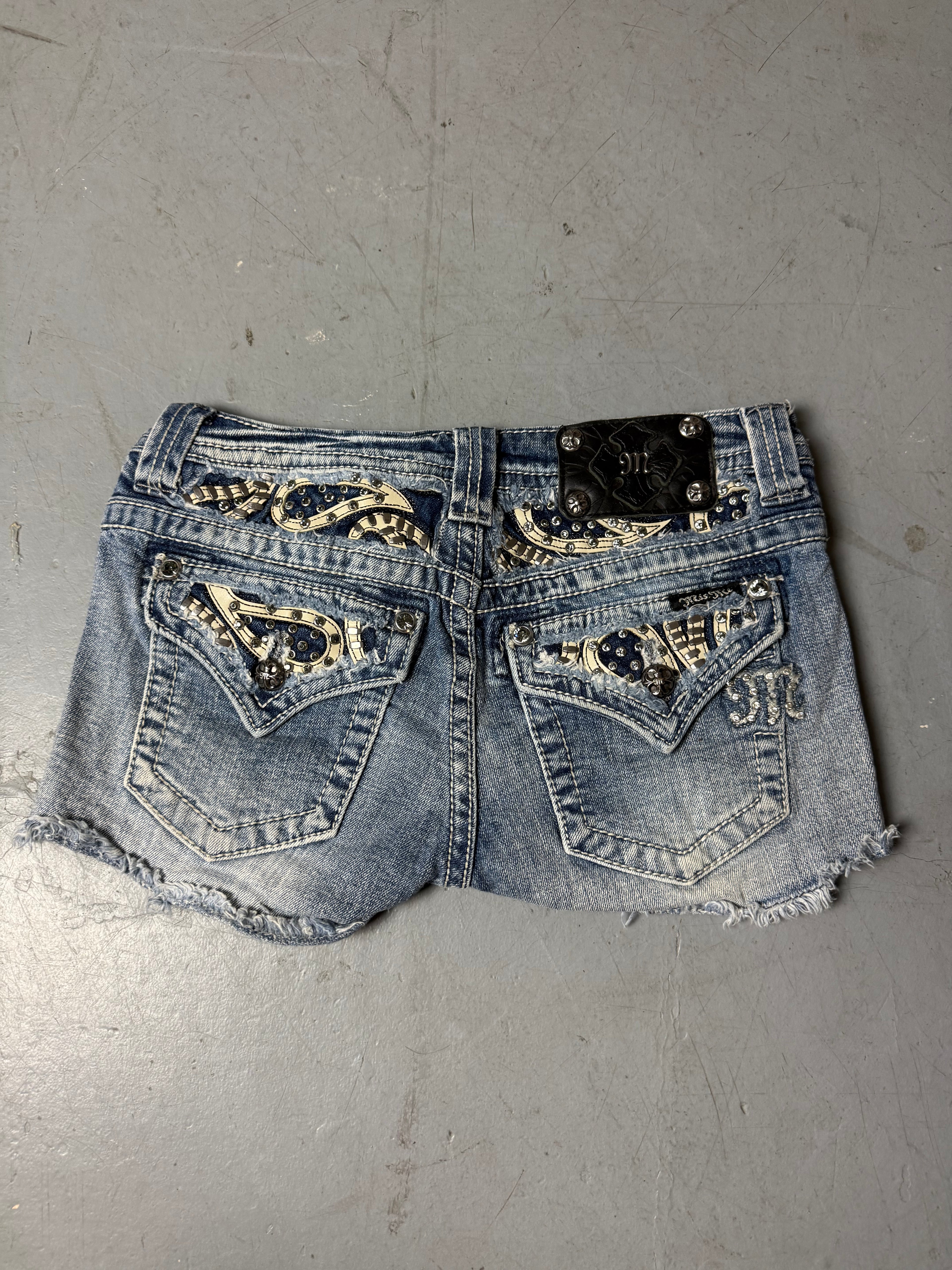 Vintage Miss Me Y2K Hot Pants with Rhinestone Backprint S